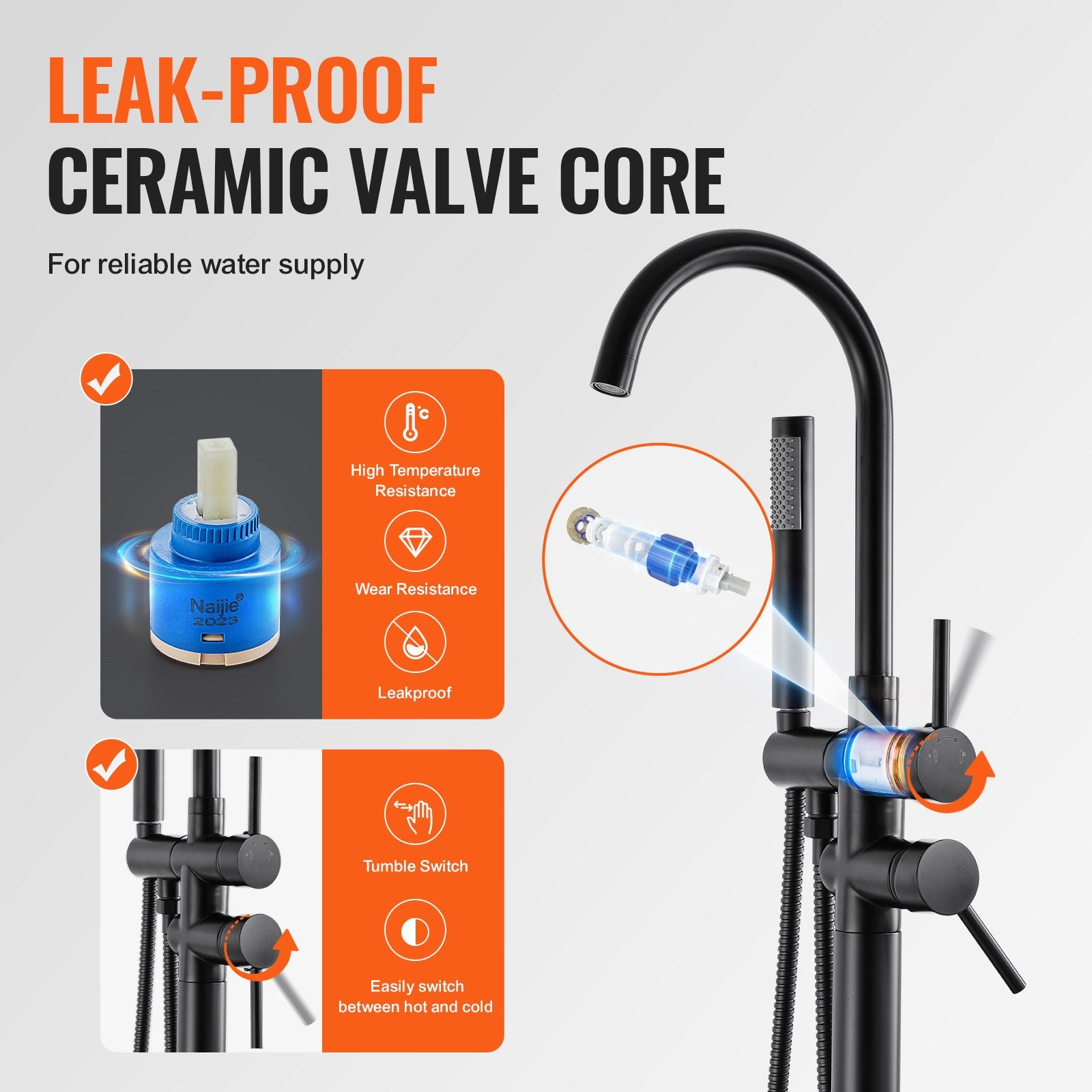 Dog Apparel: VEVOR Freestanding Bathtub Faucet, Floor Mount, Freestanding Tub Filler, Shower Mixer Taps, Two Water Modes, 360° Swivel Spout, for Bathing & Showering Pet Bathing Cleaning Drains Toilet Flushing