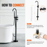 Dog Apparel: VEVOR Freestanding Bathtub Faucet, Floor Mount, Freestanding Tub Filler, Shower Mixer Taps, Two Water Modes, 360° Swivel Spout, for Bathing & Showering Pet Bathing Cleaning Drains Toilet Flushing