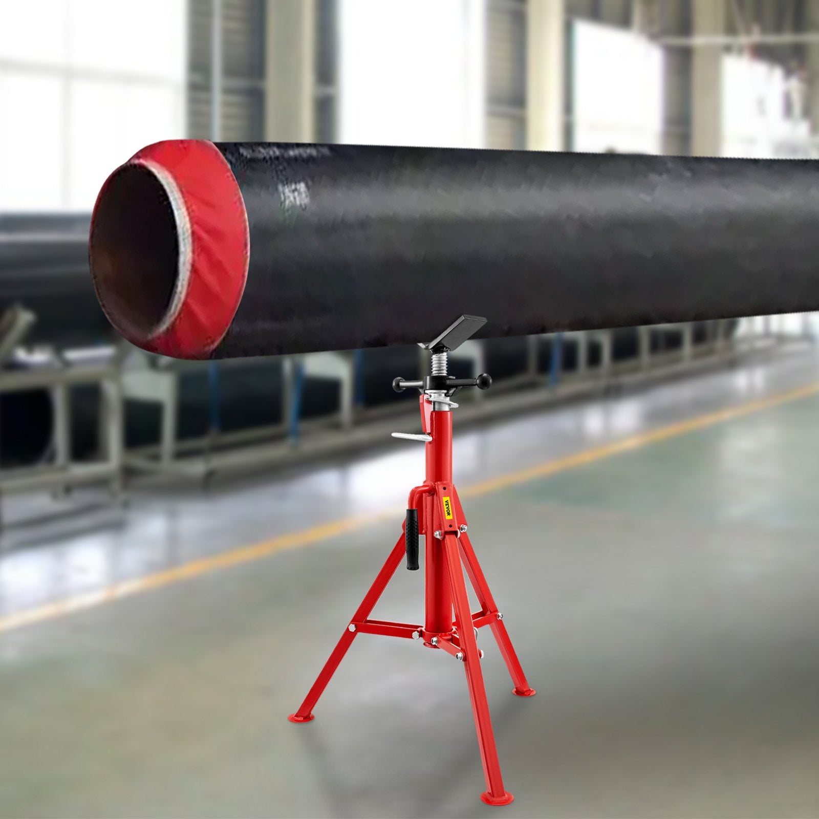 V Head Pipe Stand 1/8-12 inch Capacity, Adjustable Height 28-52 inch, Pipe Stands 2500 lbs Load Capacity, Portable Folding Pipe Stands, Carbon Steel Body More Durable