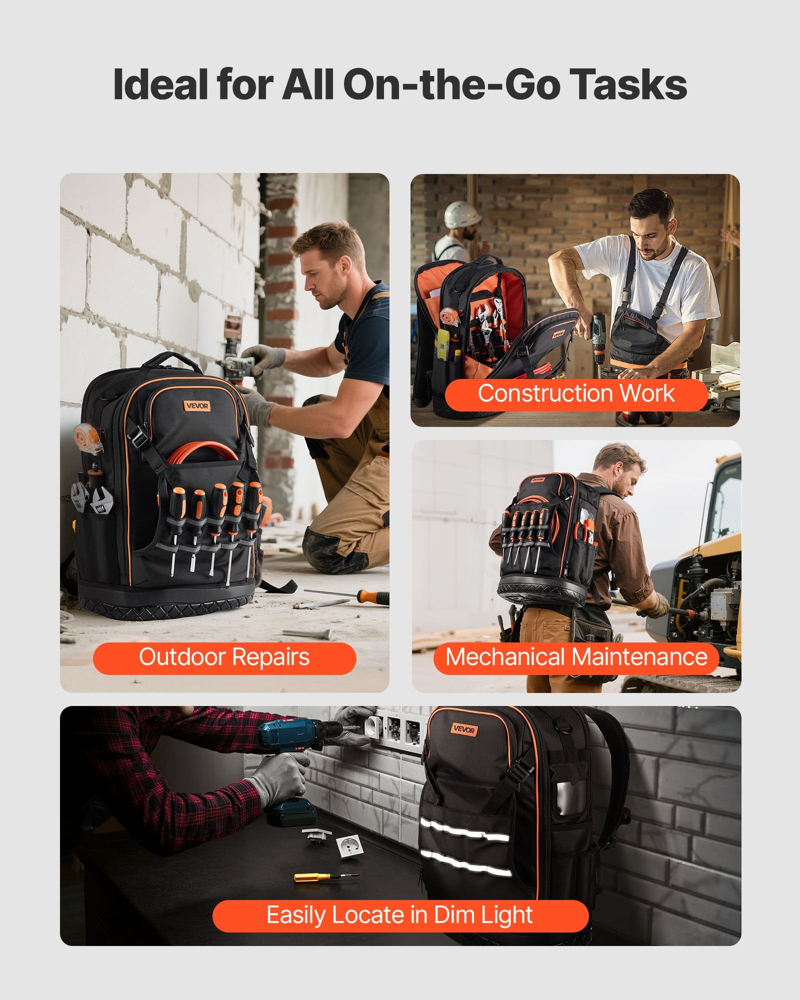Sci-Fi DVDs & Blu-rays: VEVOR Tool Backpack, 65 Pockets, Heavy-duty Tools Storage Organizer Work Bags with Laptop Compartment & Molded Base, Electrician Jobsite Backpack for Electrician, Repairman, and HVAC Techs