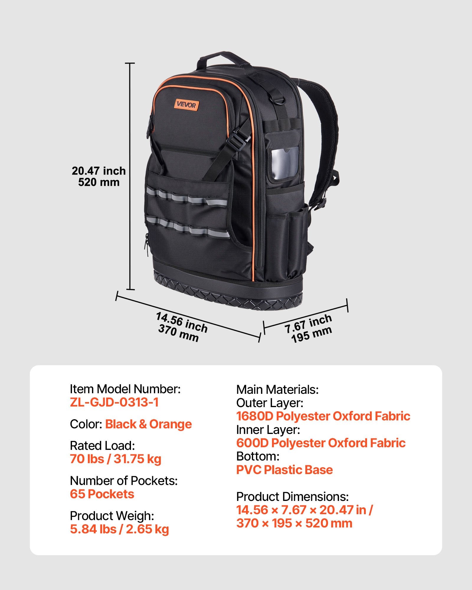 Sci-Fi DVDs & Blu-rays: VEVOR Tool Backpack, 65 Pockets, Heavy-duty Tools Storage Organizer Work Bags with Laptop Compartment & Molded Base, Electrician Jobsite Backpack for Electrician, Repairman, and HVAC Techs