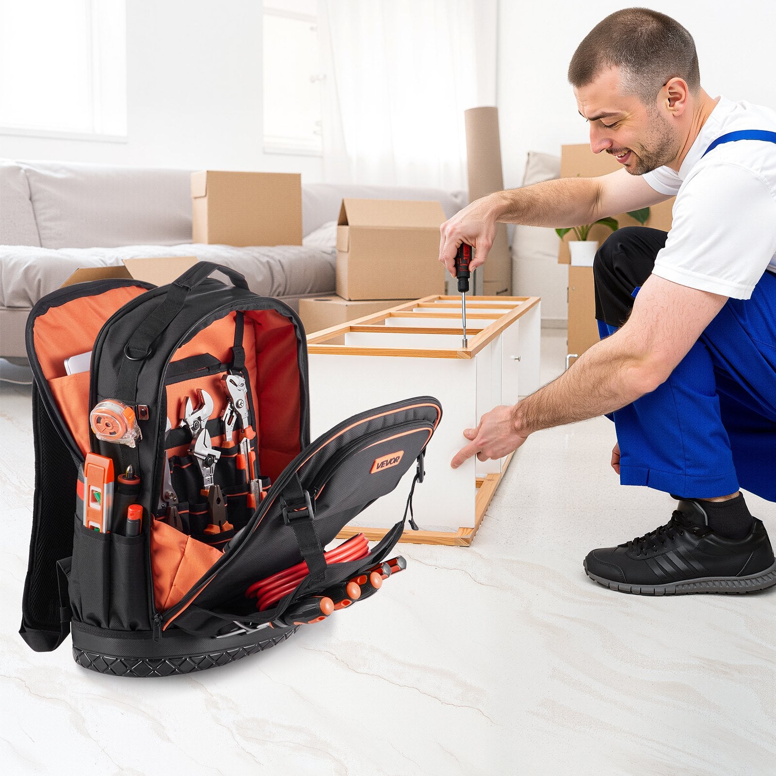 Sci-Fi DVDs & Blu-rays: VEVOR Tool Backpack, 65 Pockets, Heavy-duty Tools Storage Organizer Work Bags with Laptop Compartment & Molded Base, Electrician Jobsite Backpack for Electrician, Repairman, and HVAC Techs