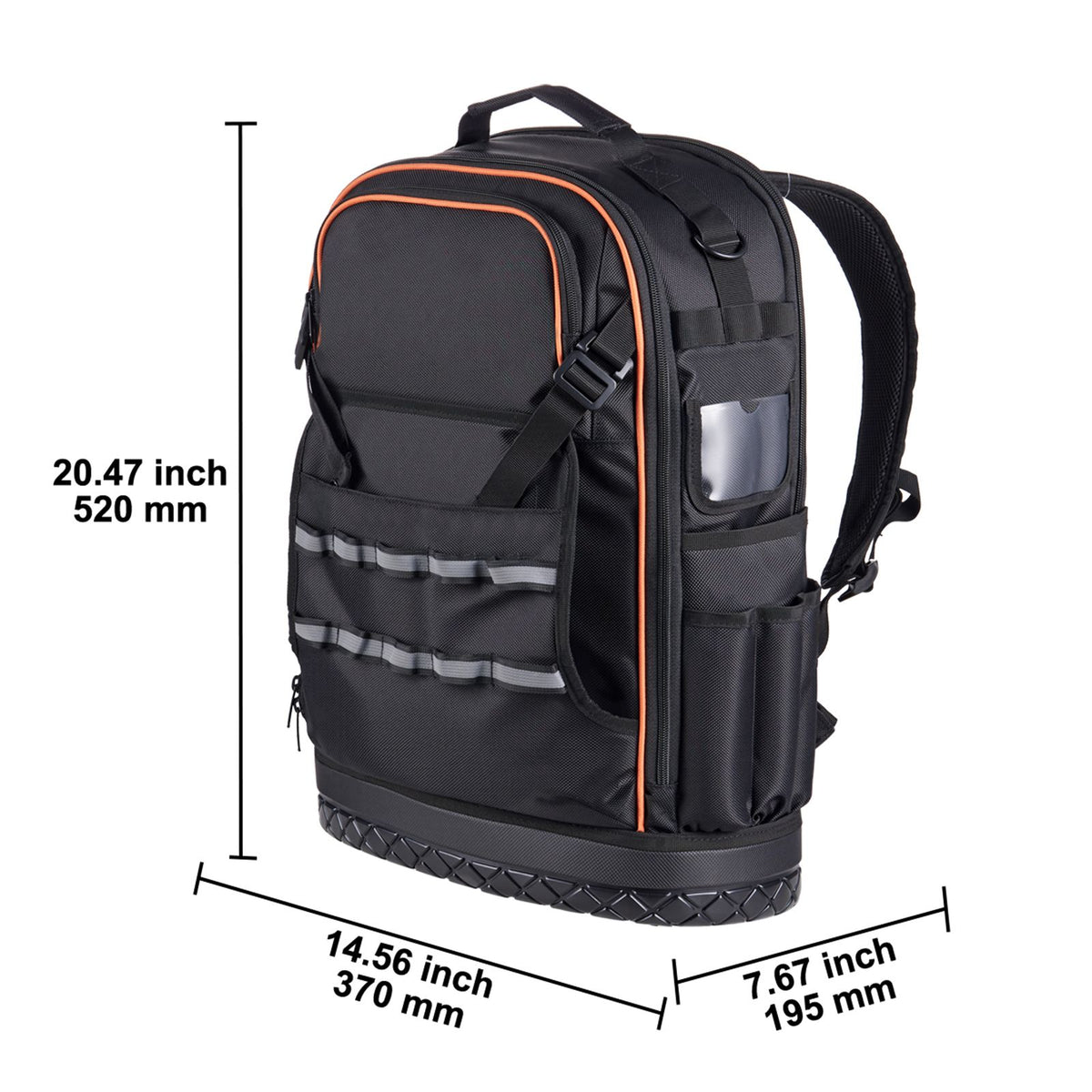 Tool Backpack with Tools, 65 Pockets, Heavy-duty Tools Storage Organizer Bags with Laptop Compartment & Molded Base, Electrician Jobsite Backpack for Electrician, Repairman, and HVAC Techs