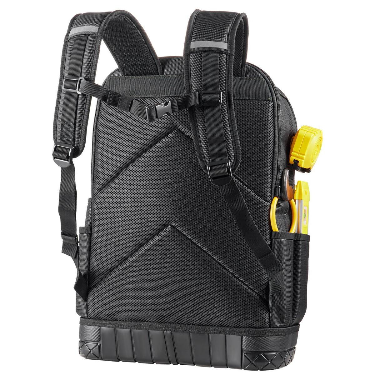 Tool Backpack with Tools, 65 Pockets, Heavy-duty Tools Storage Organizer Bags with Laptop Compartment & Molded Base, Electrician Jobsite Backpack for Electrician, Repairman, and HVAC Techs