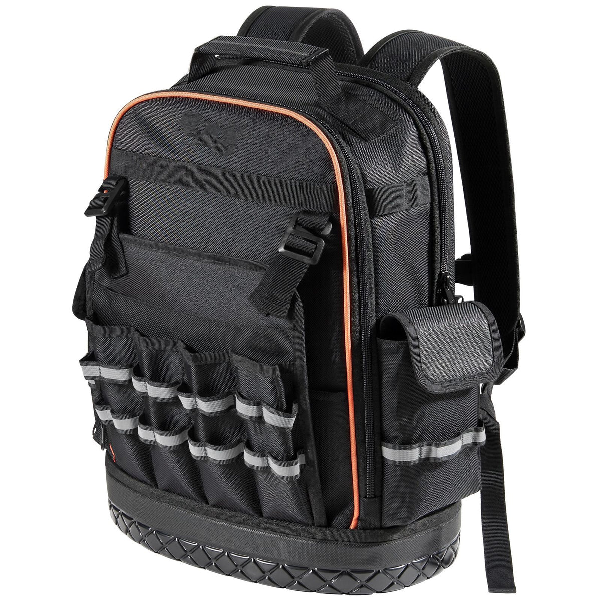 Tool Backpack, 64 Pockets, Heavy-duty Tools Storage Organizer Work Bags with Laptop Compartment & Molded Base, Electrician Jobsite Backpack for Electrician, Repairman, and HVAC Techs
