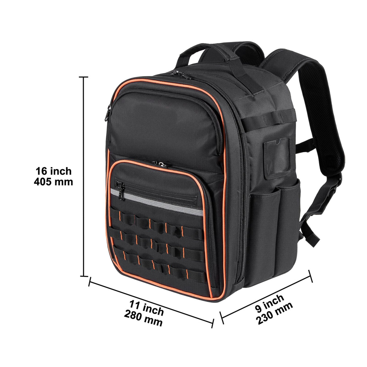 Tool Backpack, 49 Pockets, Heavy-duty Tools Storage Organizer Work Bags with Laptop Compartment & Reinforced Fabric Base, Electrician Jobsite Backpack for Electrician, Repairman