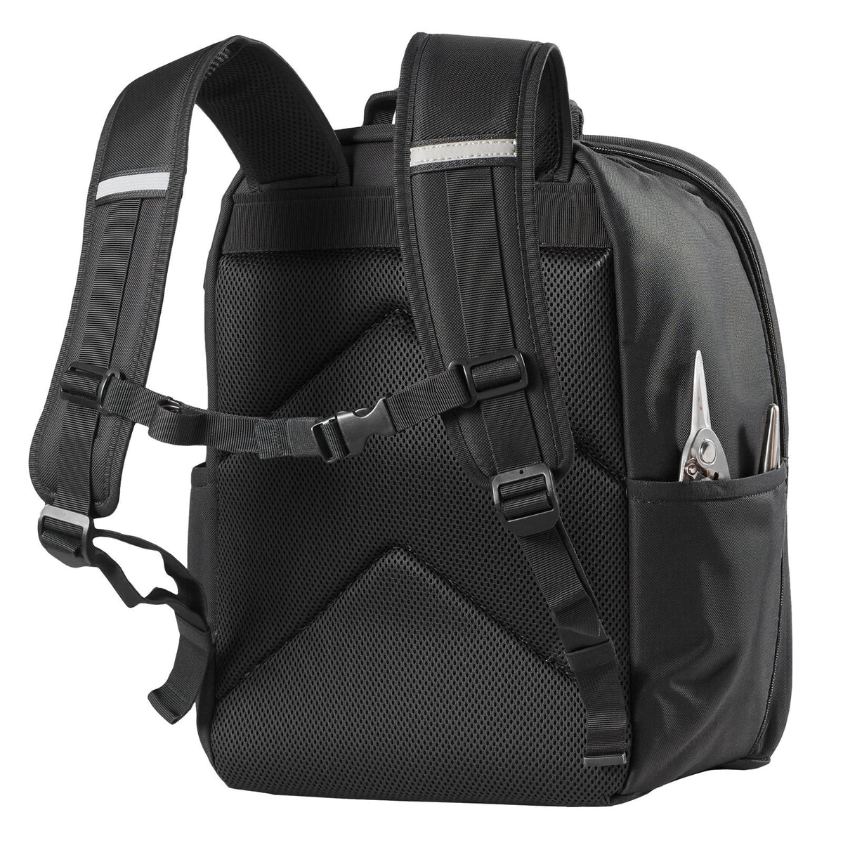 Tool Backpack, 49 Pockets, Heavy-duty Tools Storage Organizer Work Bags with Laptop Compartment & Reinforced Fabric Base, Electrician Jobsite Backpack for Electrician, Repairman