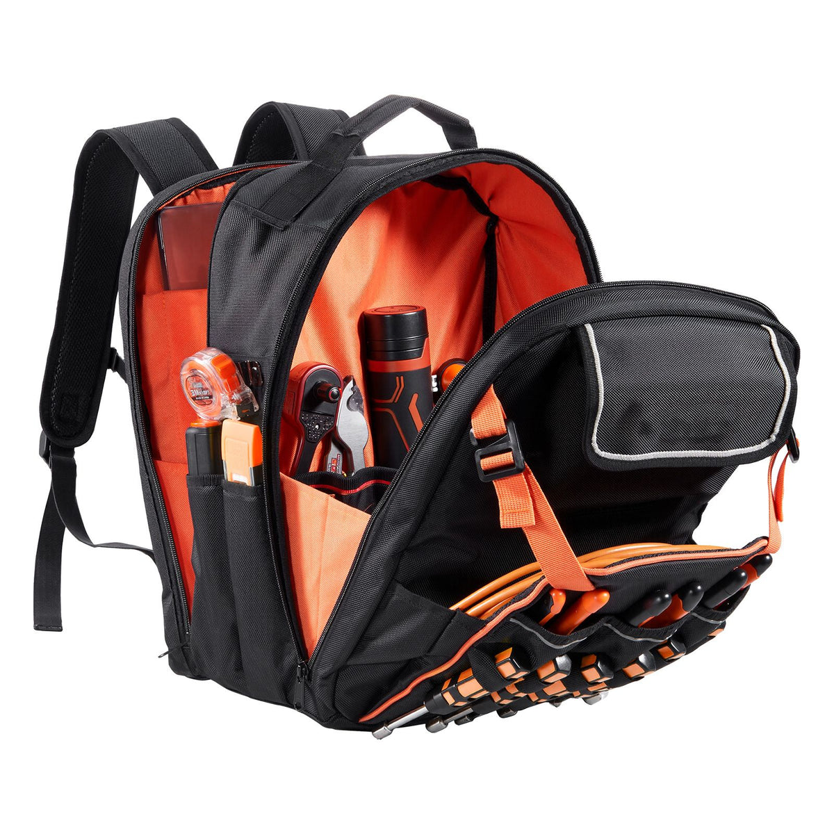 Tool Backpack, 45 Pockets, Heavy-duty Tools Storage Organizer Work Bags with Laptop Compartment & Reinforced Fabric Basee, Electrician Jobsite Backpack for Electrician, Repairman