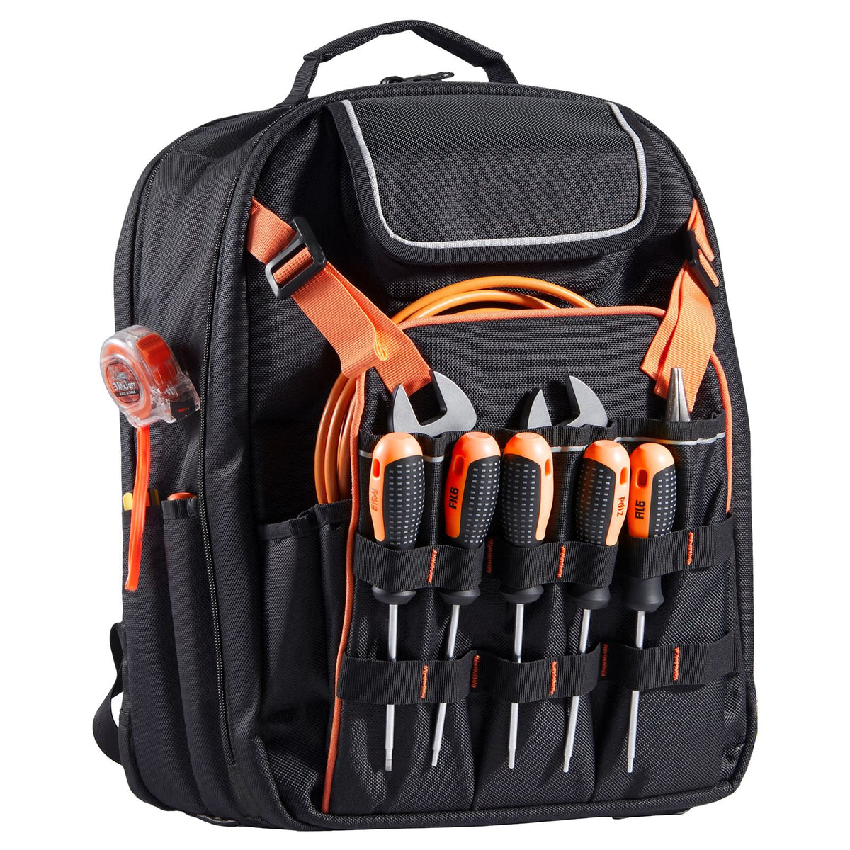 Tool Backpack, 45 Pockets, Heavy-duty Tools Storage Organizer Work Bags with Laptop Compartment & Reinforced Fabric Basee, Electrician Jobsite Backpack for Electrician, Repairman