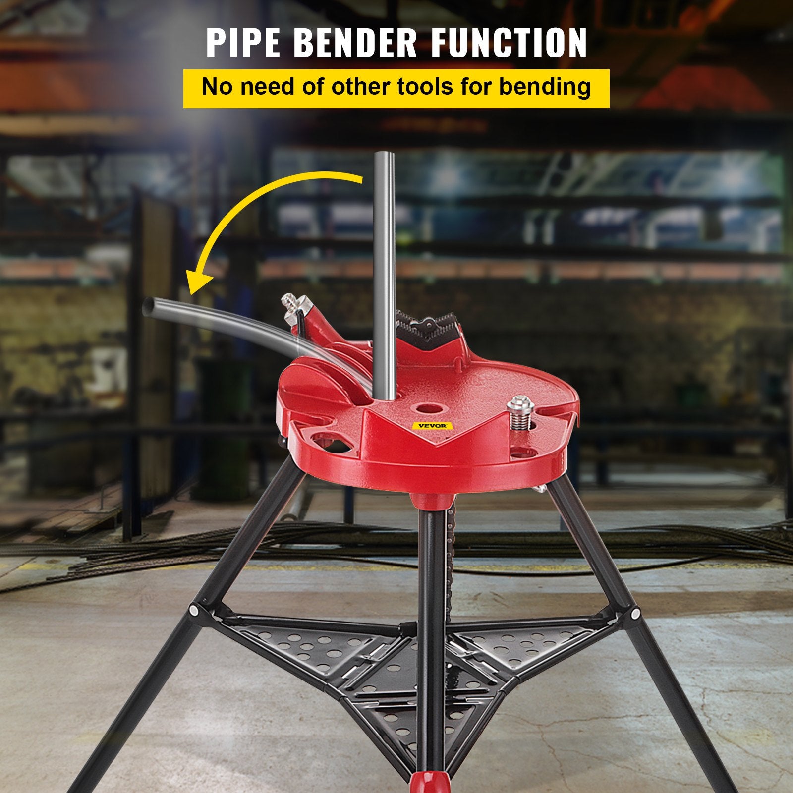Camera Accessories: VEVOR Tripod Pipe Chain Vice Stand 1/8" to 6" w/ Steel Legs & Rubber Mounts Bib