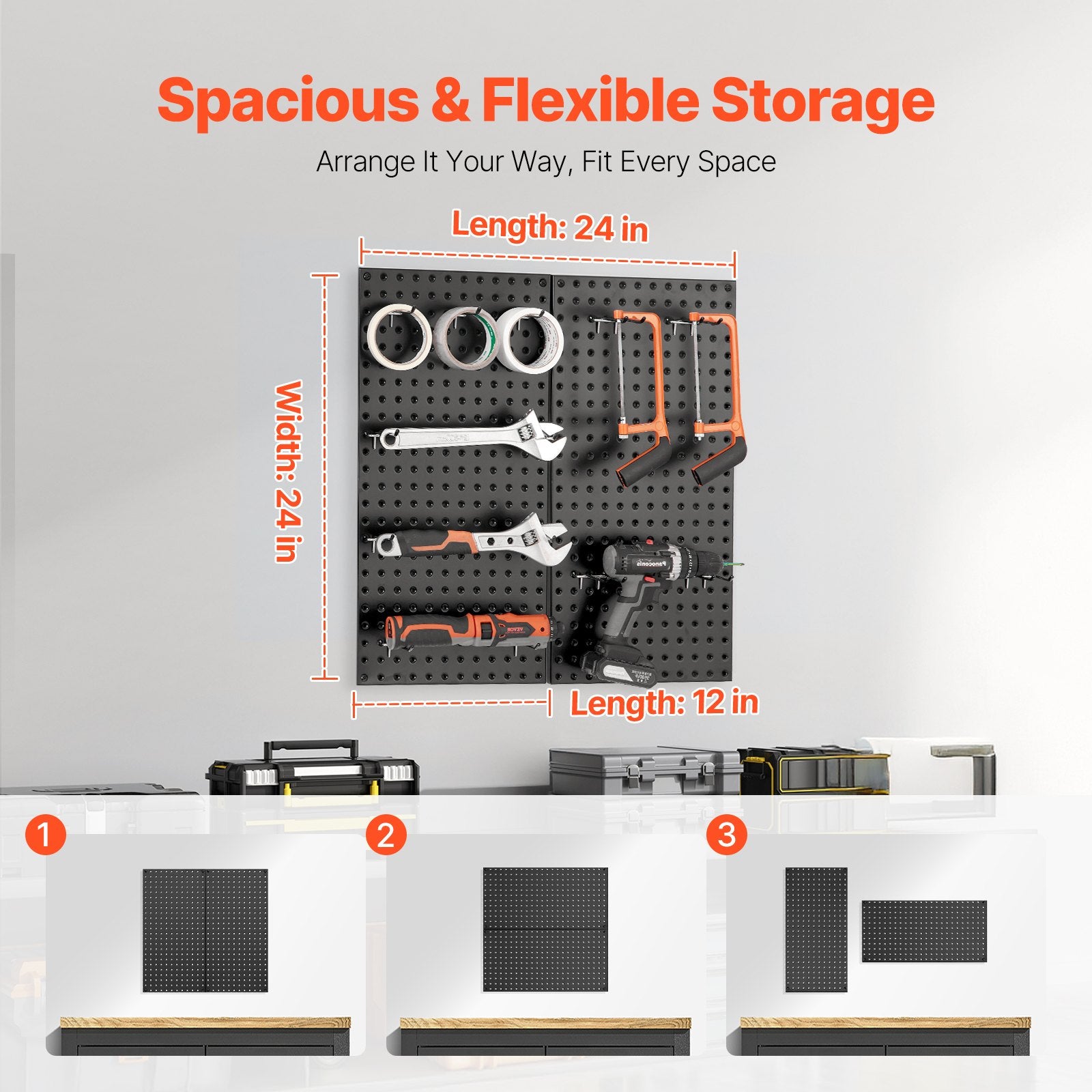Audio Accessories: VEVOR Metal Pegboard Panels609.6 x 304.8 mm2 Panels Wall Organizer for Home