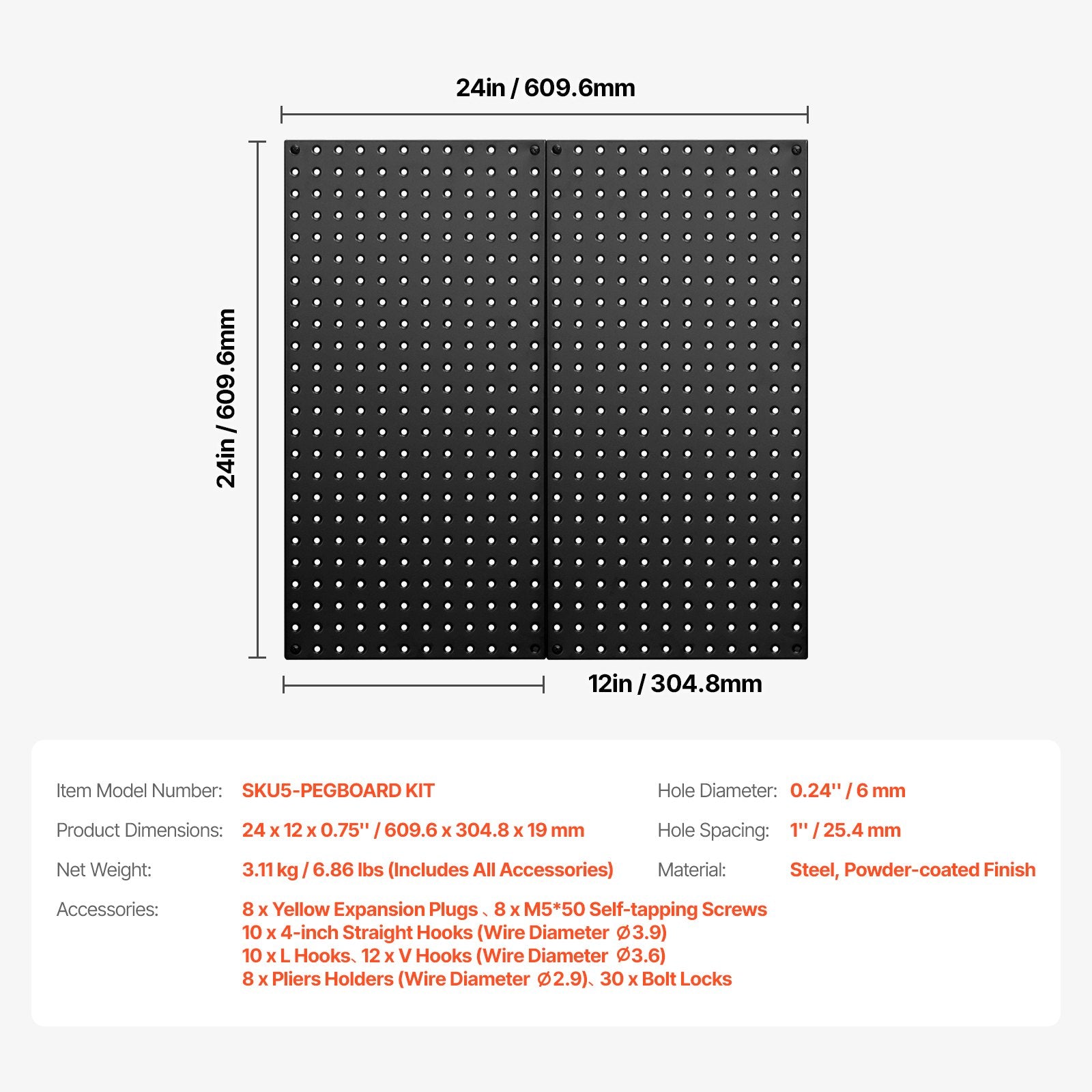 Audio Accessories: VEVOR Metal Pegboard Panels609.6 x 304.8 mm2 Panels Wall Organizer for Home