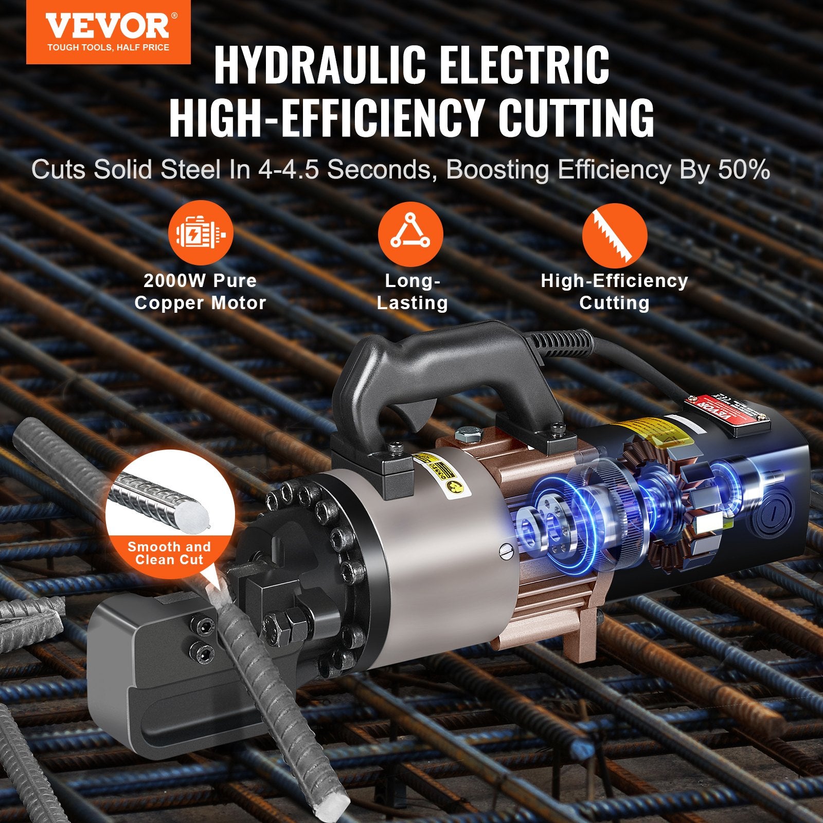 Chainsaws: VEVOR 2000W Electric Hydraulic Rebar Cutter Cutting up to 1.1 Inch 5-28mm