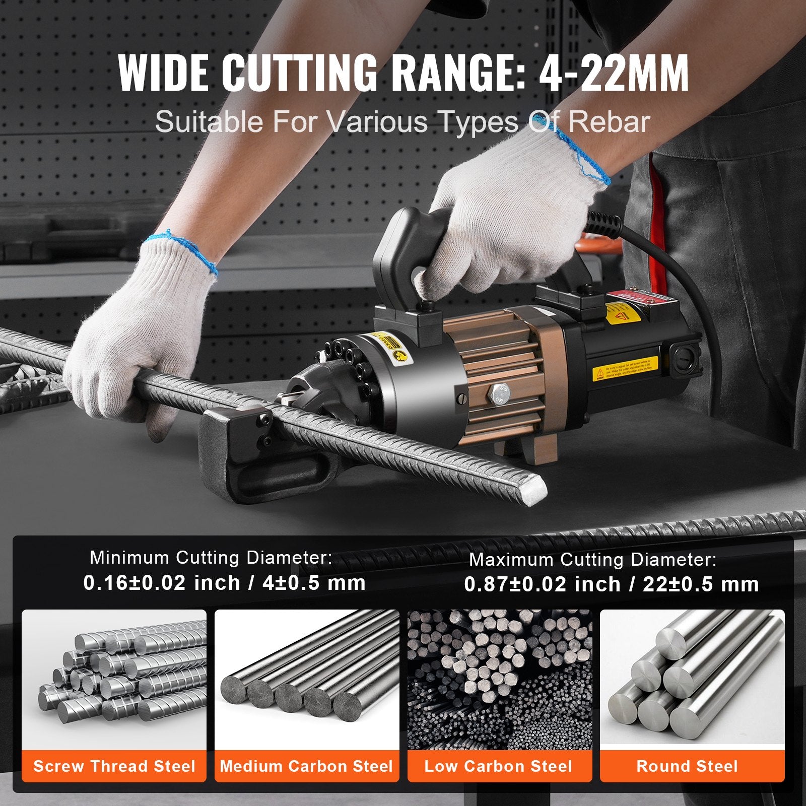 Chainsaws: VEVOR 1500W Electric Hydraulic Rebar Cutter Cutting up to 7/8 Inch #7 4-22mm