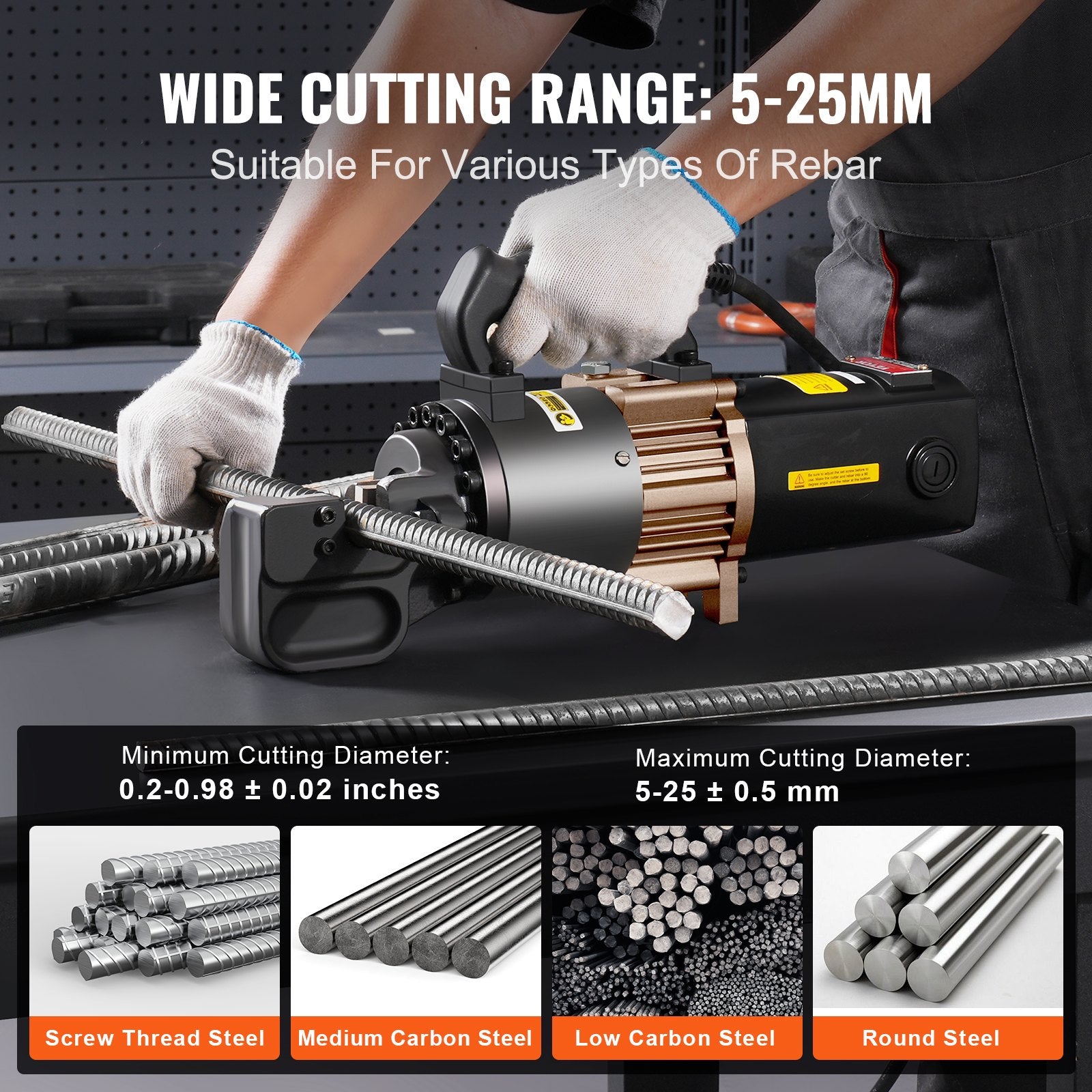 Chainsaws: VEVOR 2000W Electric Hydraulic Rebar Cutter Cutting up to 1 Inch #8 4-25mm