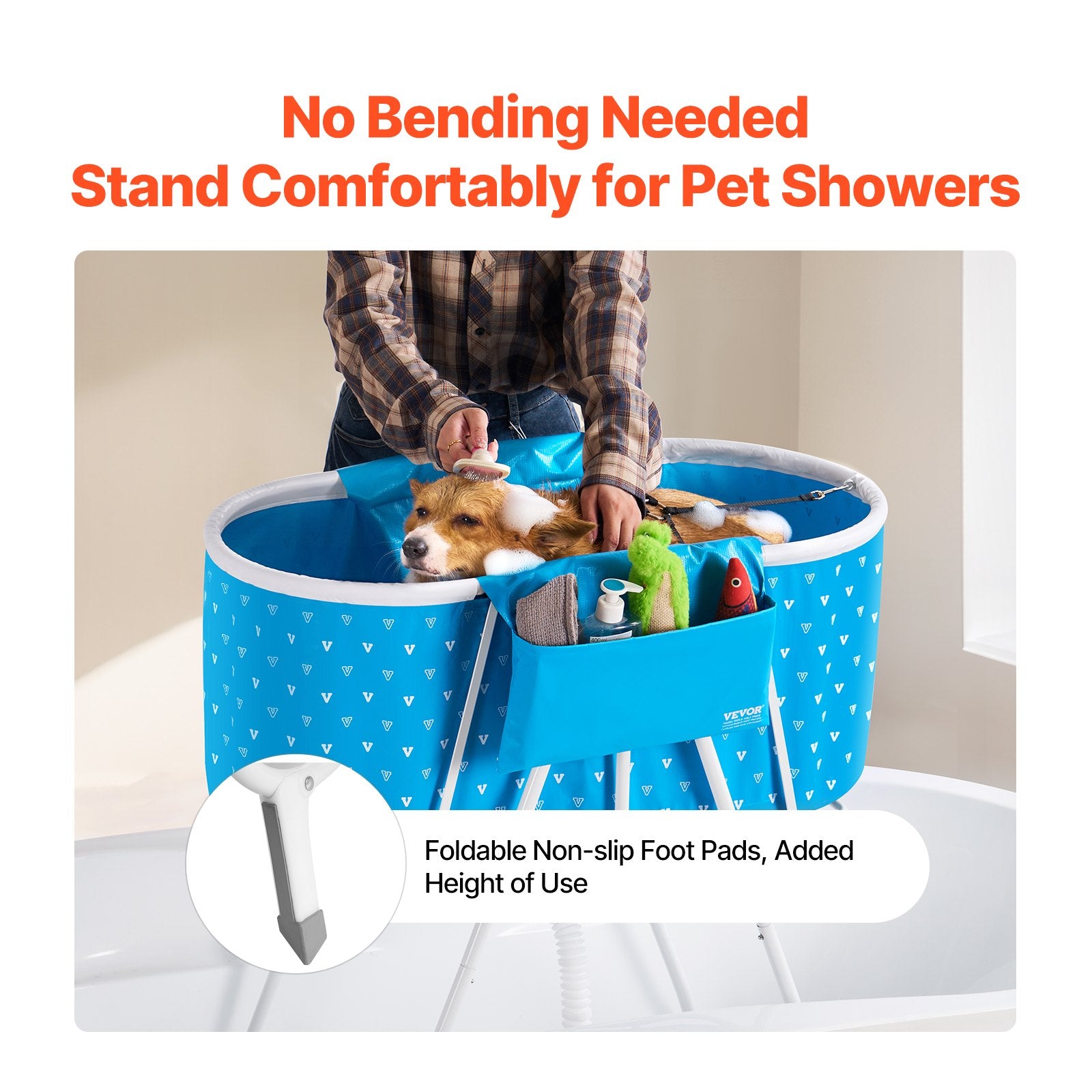 Dog Playpens & Gates: VEVOR Portable Dog Bathtub, Elevated & Foldable Space-saving Pet Shower Station with Quick Drainage, Bathing Tub for Washing & Grooming Small and Medium Size Dogs and Cats Indoor & Outdoor, Light Blue