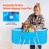 Dog Playpens & Gates: VEVOR Portable Dog Bathtub, Elevated & Foldable Space-saving Pet Shower Station with Quick Drainage, Bathing Tub for Washing & Grooming Small and Medium Size Dogs and Cats Indoor & Outdoor, Light Blue