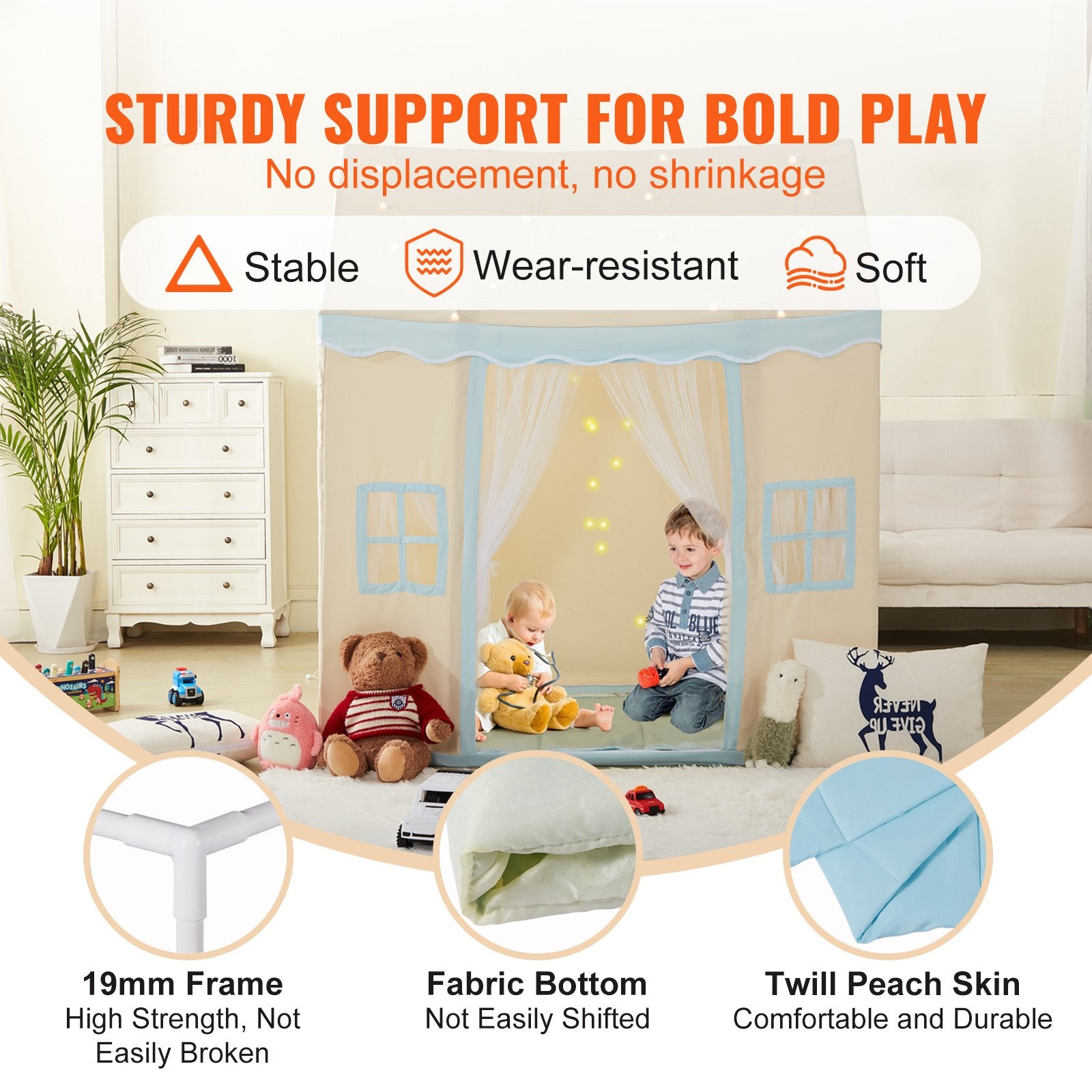 Pretend Play: VEVOR Kids Play Tent, Kids Tent for Kids 1-5 Years Old, Toddler Tent with Mat and Tent Lamp, Tent for Kids with Windows for Indoor and Outdoor, Play House Castle Tent for Boys and Girls, Beige