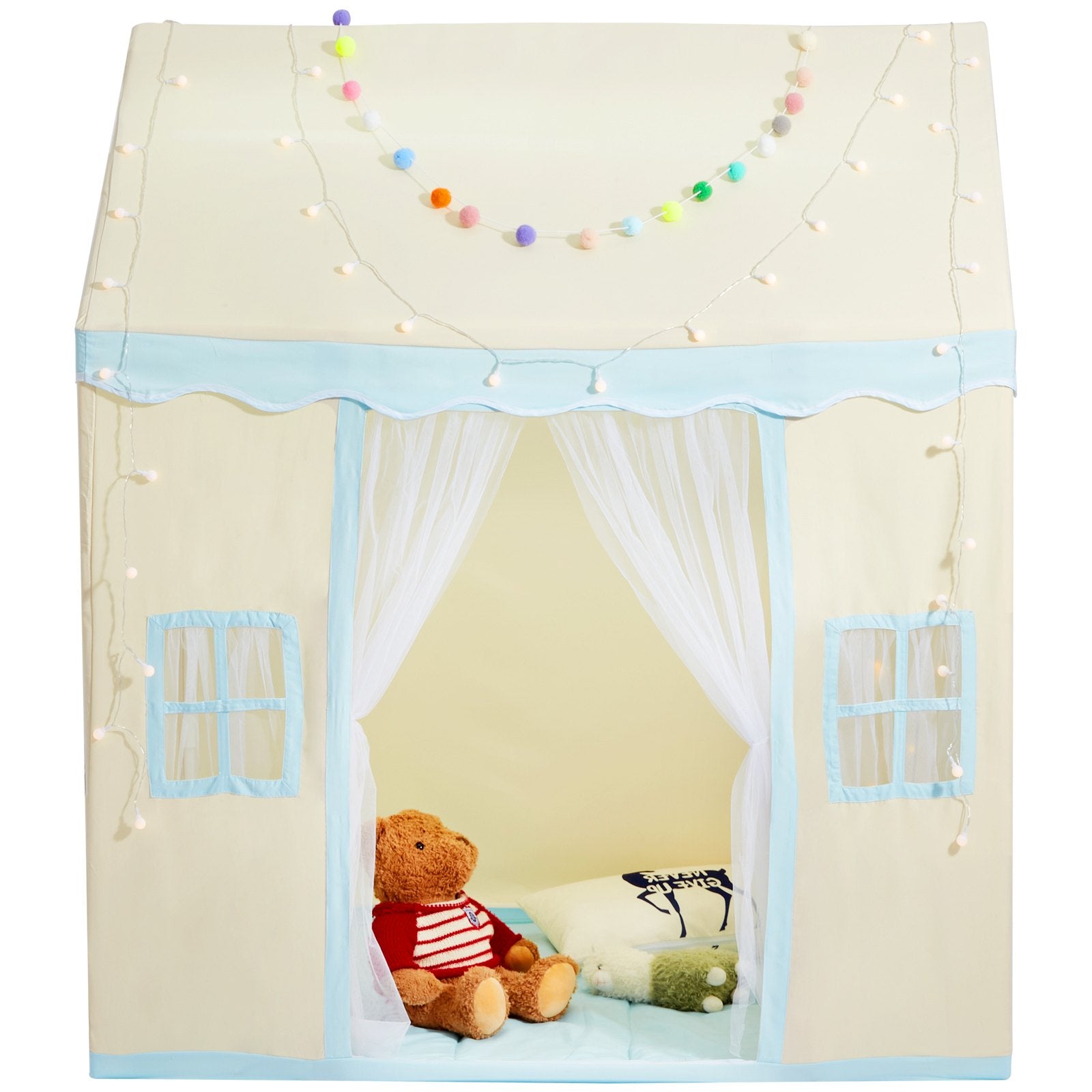 Pretend Play: VEVOR Kids Play Tent, Kids Tent for Kids 1-5 Years Old, Toddler Tent with Mat and Tent Lamp, Tent for Kids with Windows for Indoor and Outdoor, Play House Castle Tent for Boys and Girls, Beige