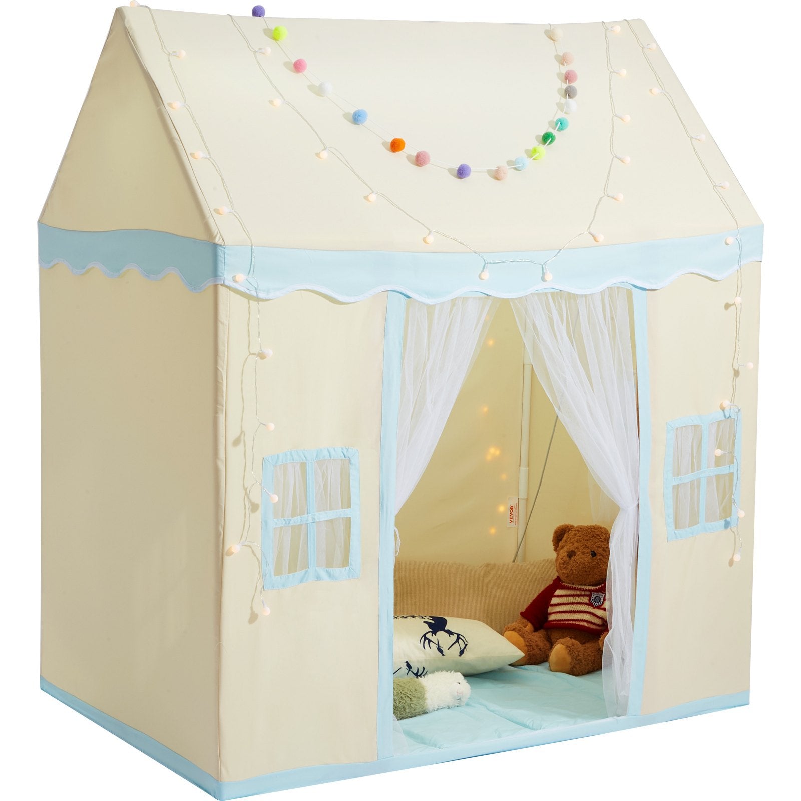 Pretend Play: VEVOR Kids Play Tent, Kids Tent for Kids 1-5 Years Old, Toddler Tent with Mat and Tent Lamp, Tent for Kids with Windows for Indoor and Outdoor, Play House Castle Tent for Boys and Girls, Beige