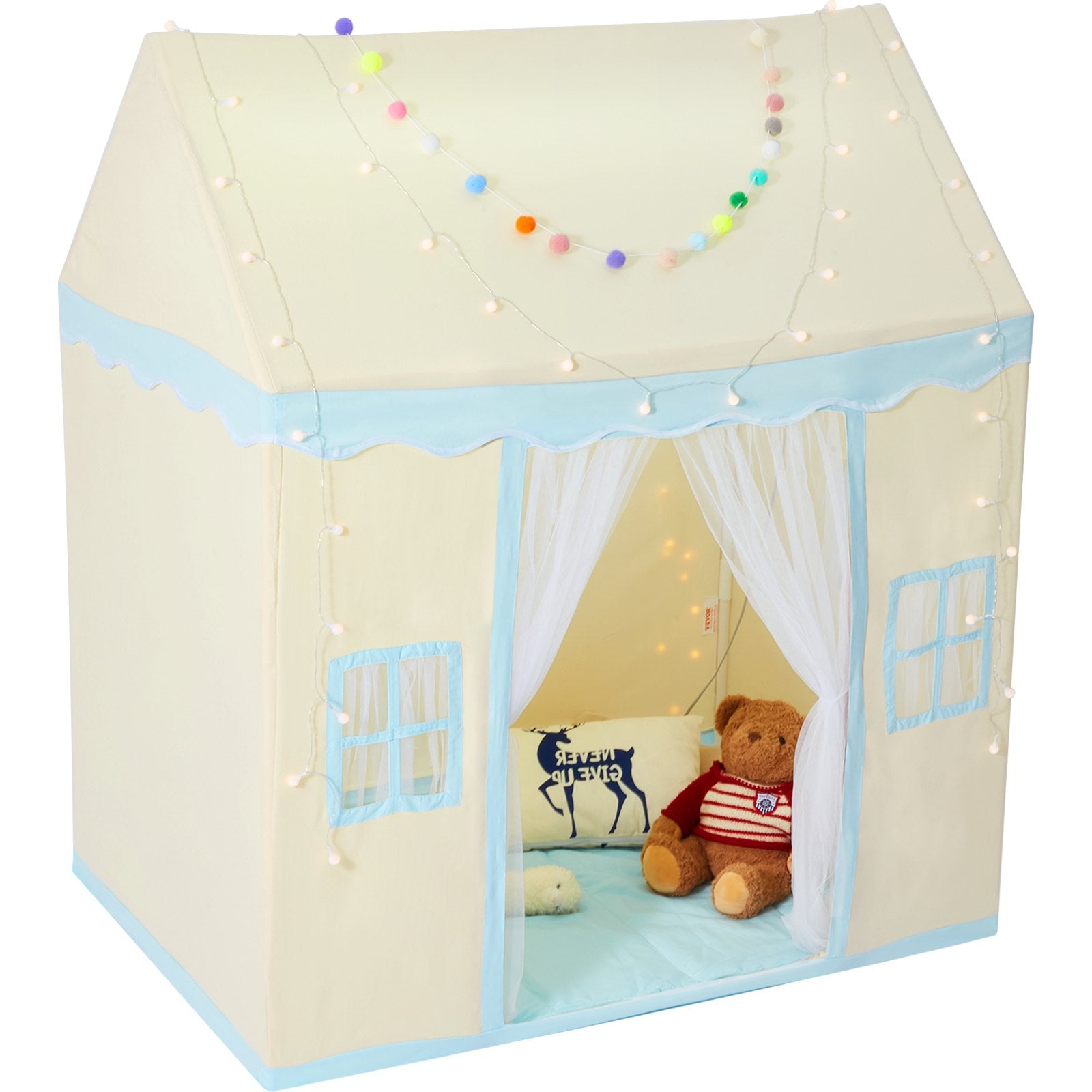 Pretend Play: VEVOR Kids Play Tent, Kids Tent for Kids 1-5 Years Old, Toddler Tent with Mat and Tent Lamp, Tent for Kids with Windows for Indoor and Outdoor, Play House Castle Tent for Boys and Girls, Beige