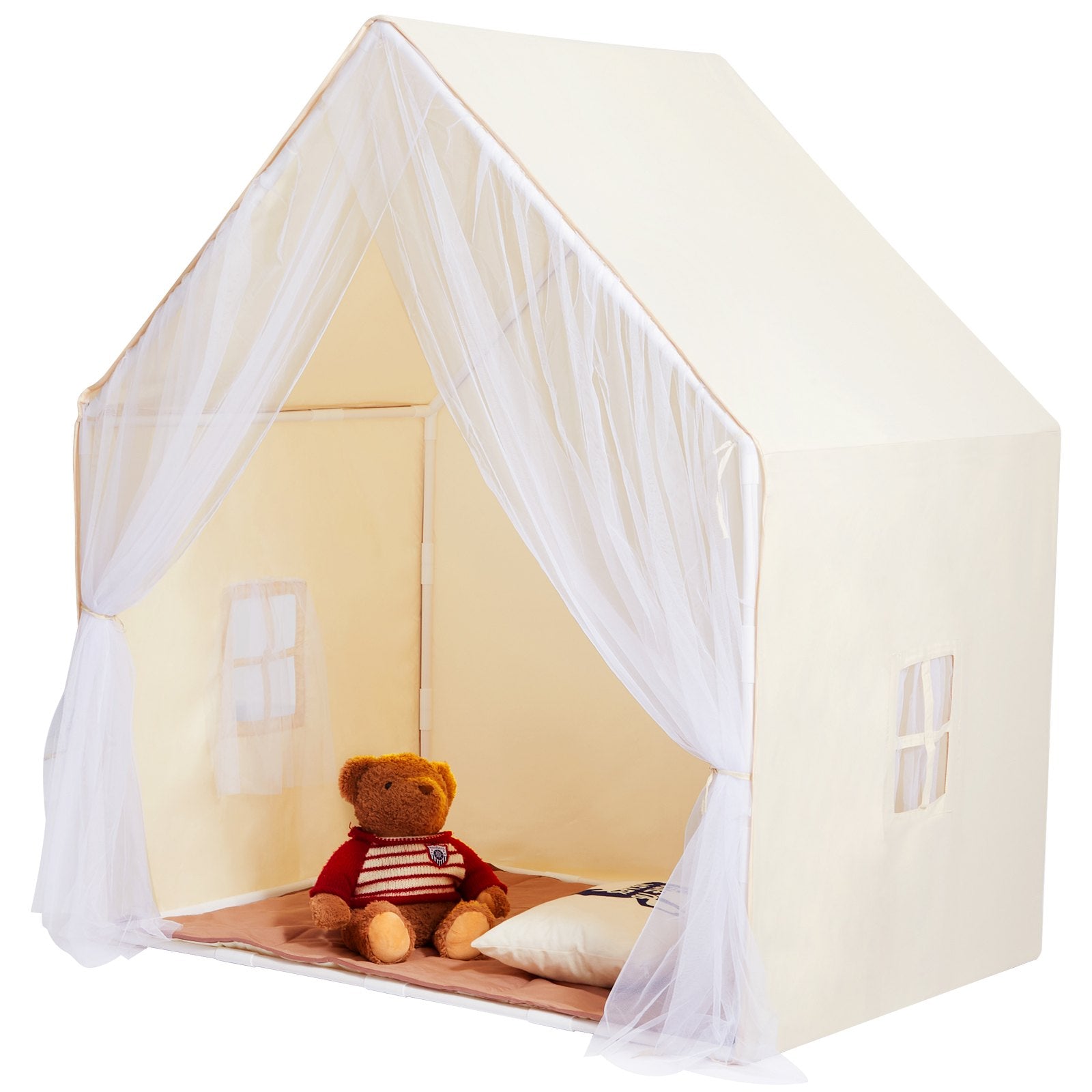 Tents: VEVOR Kids Play Tent, Kids Tent for Kids 1-5 Years Old, Toddler Tent with Mat and Tent Lamp, Tent for Kids with Windows for Indoor and Outdoor, Yurt Tent for Boys and Girls, Beige