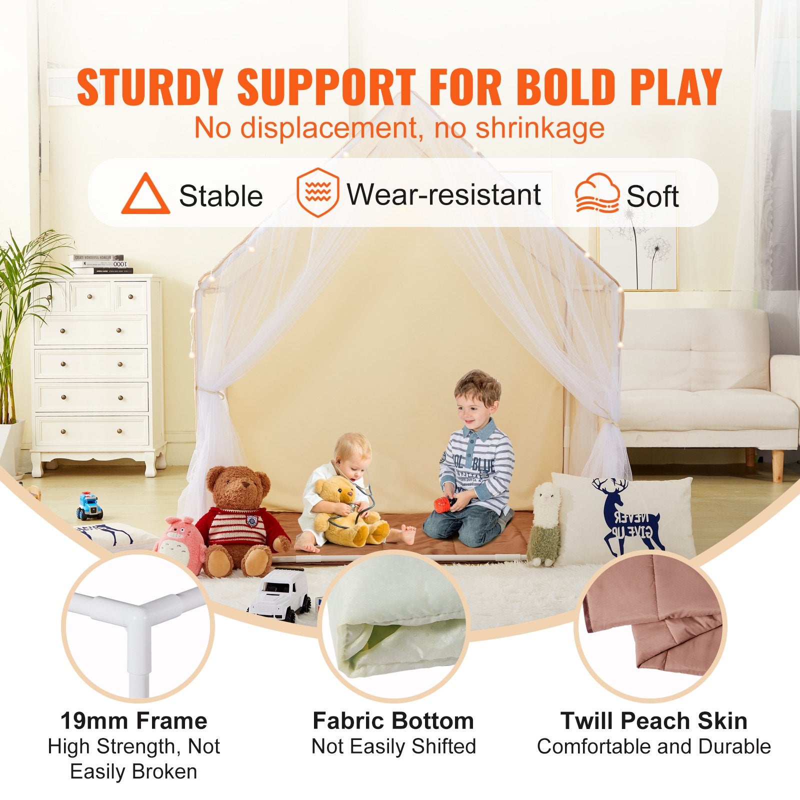 Tents: VEVOR Kids Play Tent, Kids Tent for Kids 1-5 Years Old, Toddler Tent with Mat and Tent Lamp, Tent for Kids with Windows for Indoor and Outdoor, Yurt Tent for Boys and Girls, Beige