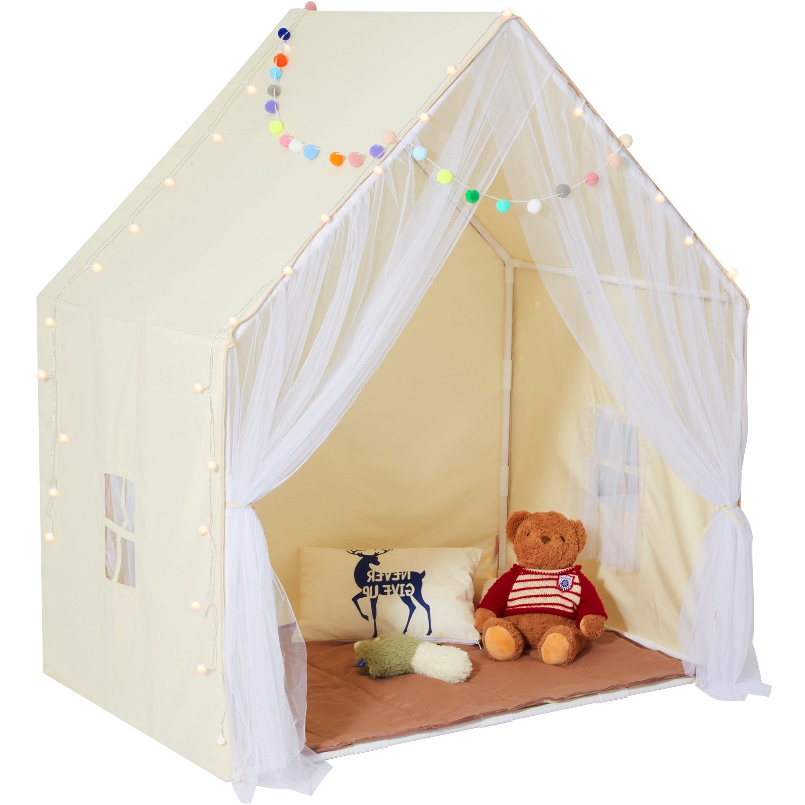 Tents: VEVOR Kids Play Tent, Kids Tent for Kids 1-5 Years Old, Toddler Tent with Mat and Tent Lamp, Tent for Kids with Windows for Indoor and Outdoor, Yurt Tent for Boys and Girls, Beige