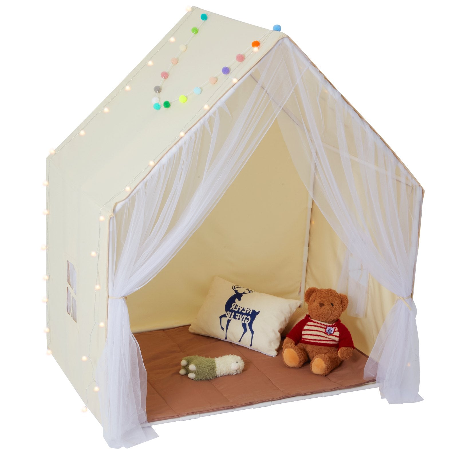 Tents: VEVOR Kids Play Tent, Kids Tent for Kids 1-5 Years Old, Toddler Tent with Mat and Tent Lamp, Tent for Kids with Windows for Indoor and Outdoor, Yurt Tent for Boys and Girls, Beige