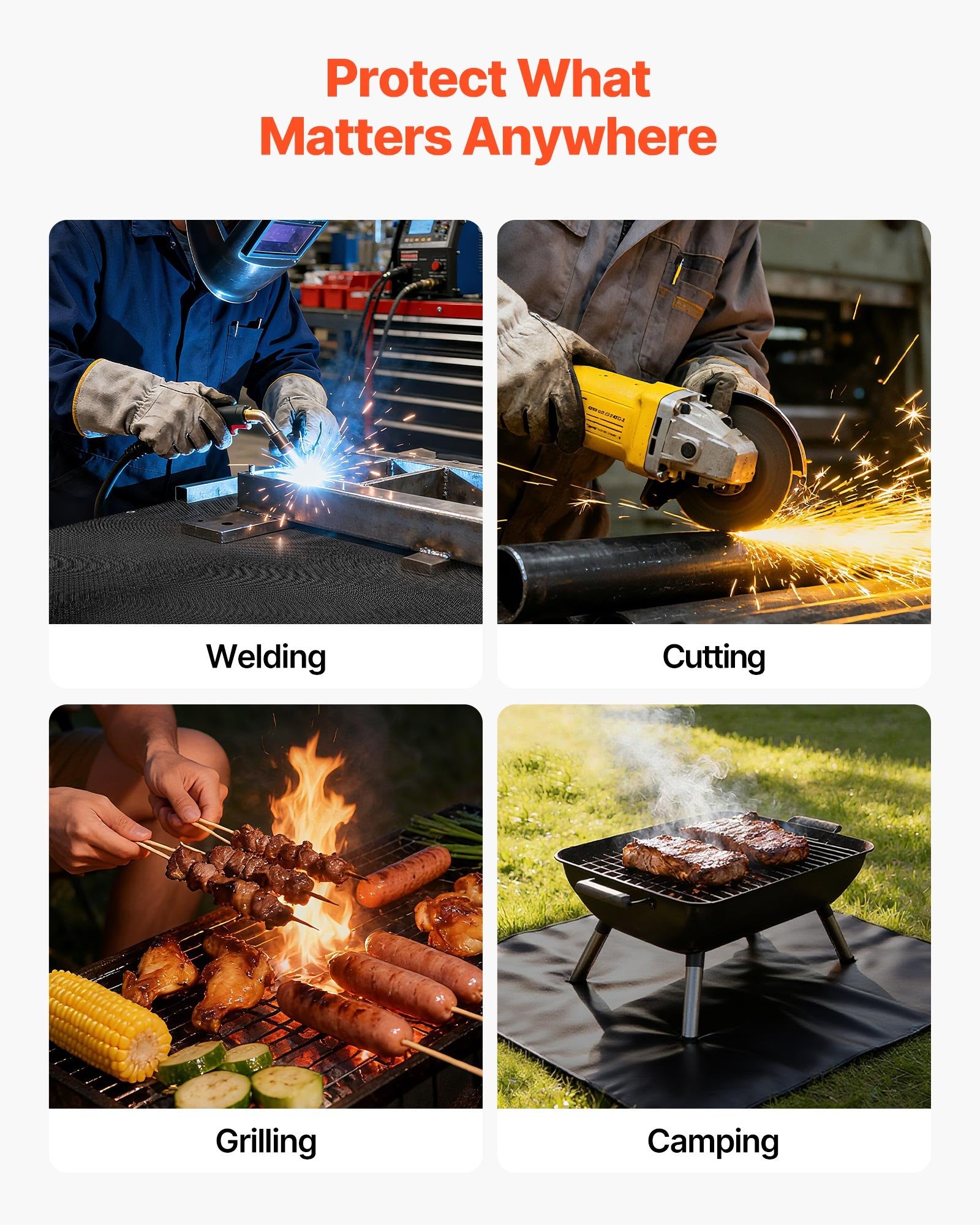 Wedding Favours: VEVOR Welding Blanket, 1829mm x 2438mm Silicone Coated Fiberglass Welding Blanket, 1800°F Heat Resistant Safety Protection Blankets, Flame Retardant Fireproof Insulation Mat with Metal Grommets
