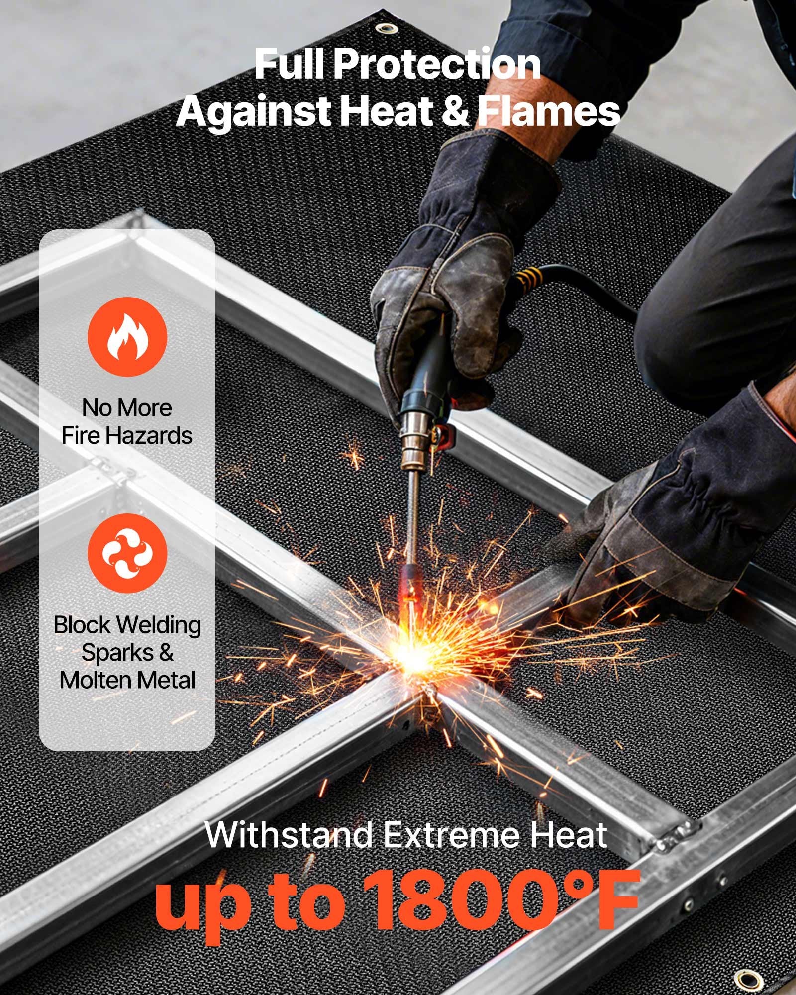 Wedding Favours: VEVOR Welding Blanket, 1219mm x 1829mm Silicone Coated Fiberglass Welding Blanket, 1800°F Heat Resistant Safety Protection Blankets, Flame Retardant Fireproof Insulation Mat with Metal Grommets
