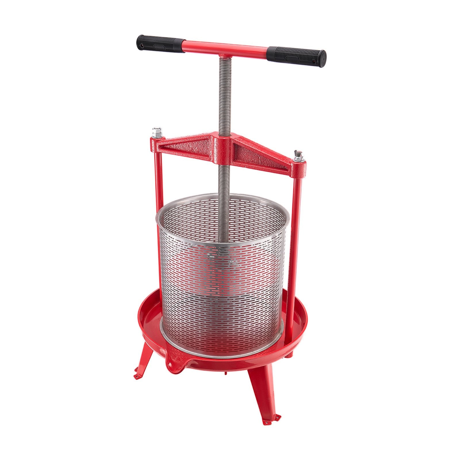 Gardening Tools: VEVOR 3.69 Gal/14L Fruit Wine Press, Stainless Steel Basket with Cross-beam and Triangular Structure, Manual Juice Maker, Cider Apple Grape Tincture Making Press with T-Handle for Kitchen Home