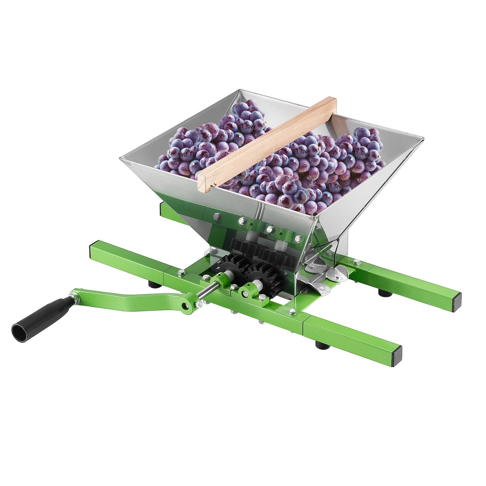 Gardening Tools: VEVOR 1.8 Gal/7L Fruit and Apple Crusher, Large Manual Grinder, Stainless Steel Fruit Scratter Pulper for Wine Cider Apple Grape Pressing, with Roller Handle for Kitchen Home, Green