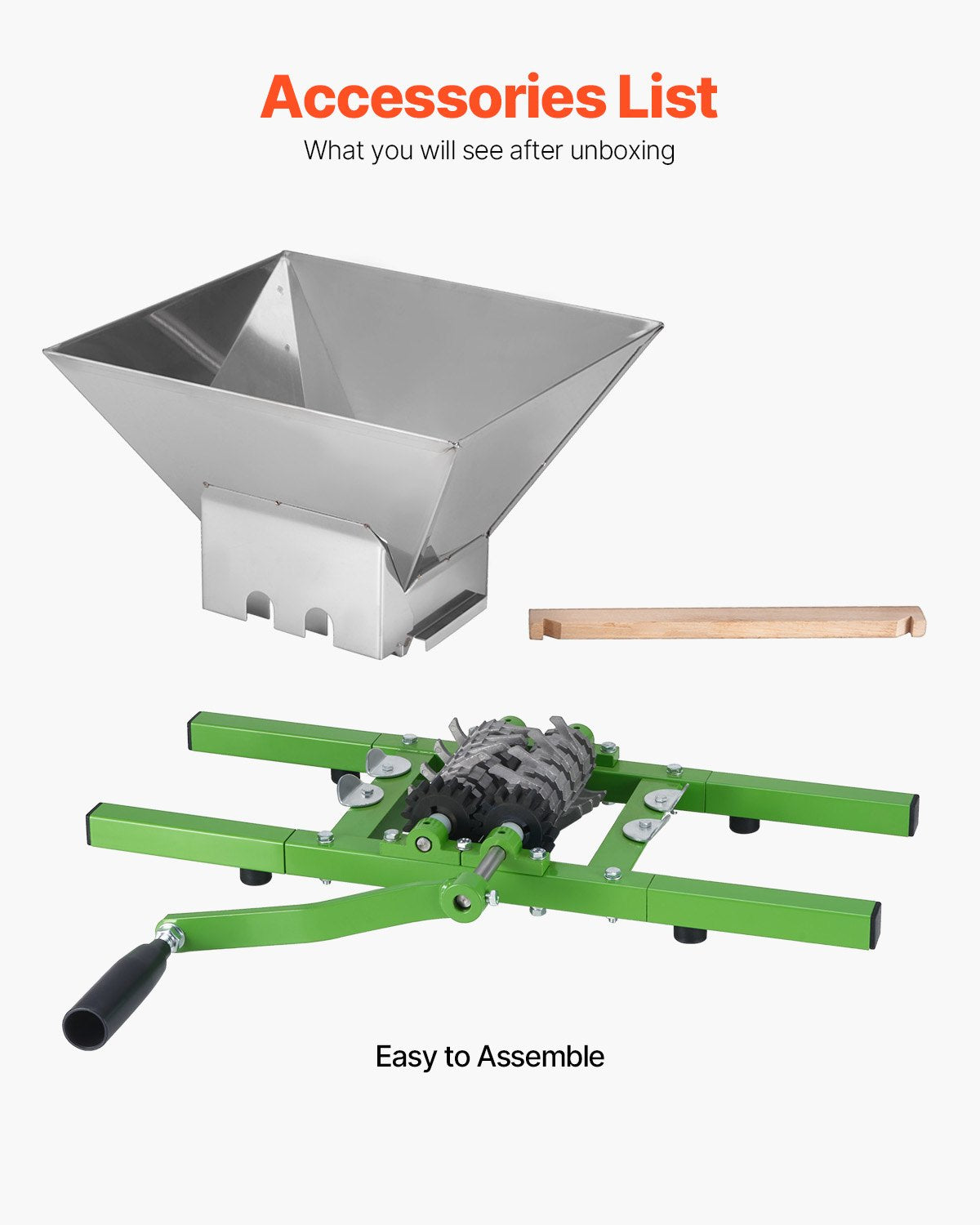 Gardening Tools: VEVOR 1.8 Gal/7L Fruit and Apple Crusher, Large Manual Grinder, Stainless Steel Fruit Scratter Pulper for Wine Cider Apple Grape Pressing, with Roller Handle for Kitchen Home, Green