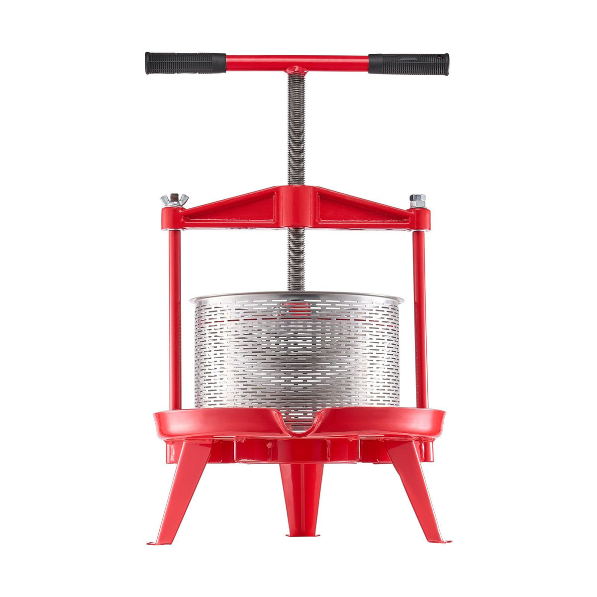 2.38 Gal/9L Fruit Wine Press, Stainless Steel Basket with Cross-beam and Triangular Structure, Manual Juice Maker, Cider Apple Grape Tincture Making Press with T-Handle for Kitchen Home