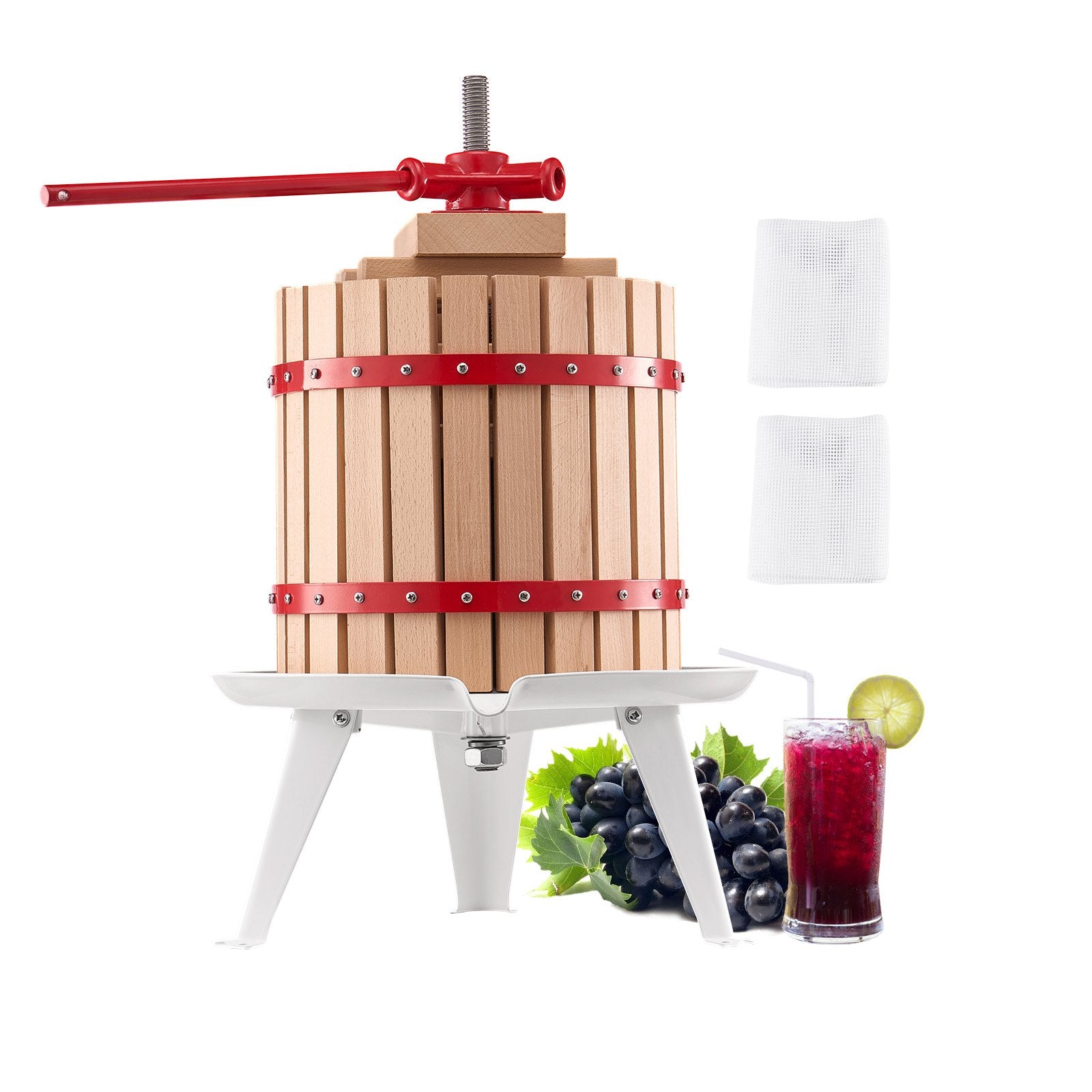 Kitchen & Bathroom DIY: VEVOR Fruit Wine Press Manual Press for Wine Making 3.2 Gal/12L Wood Basket