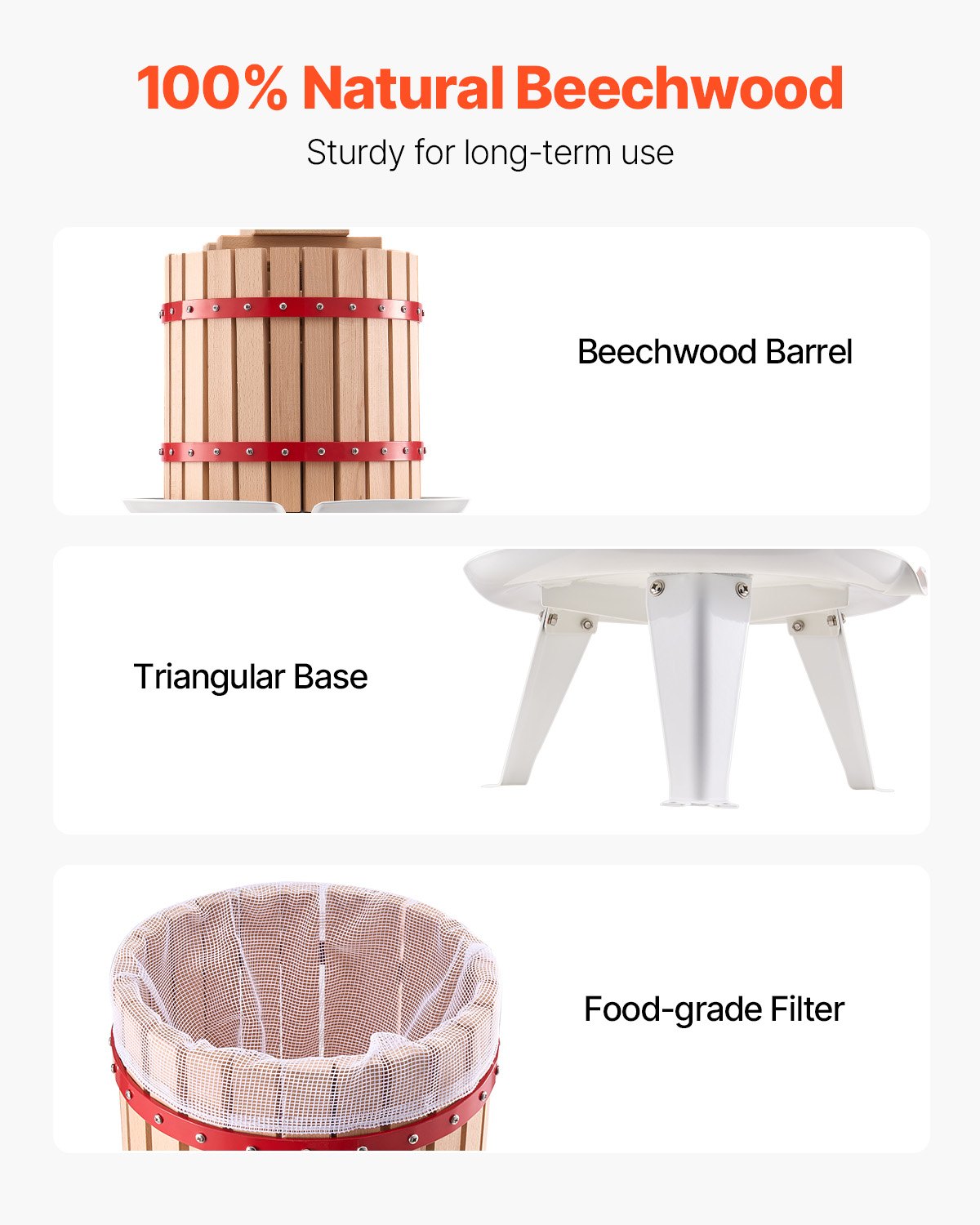 Kitchen & Bathroom DIY: VEVOR Fruit Wine Press Manual Press for Wine Making 3.2 Gal/12L Wood Basket