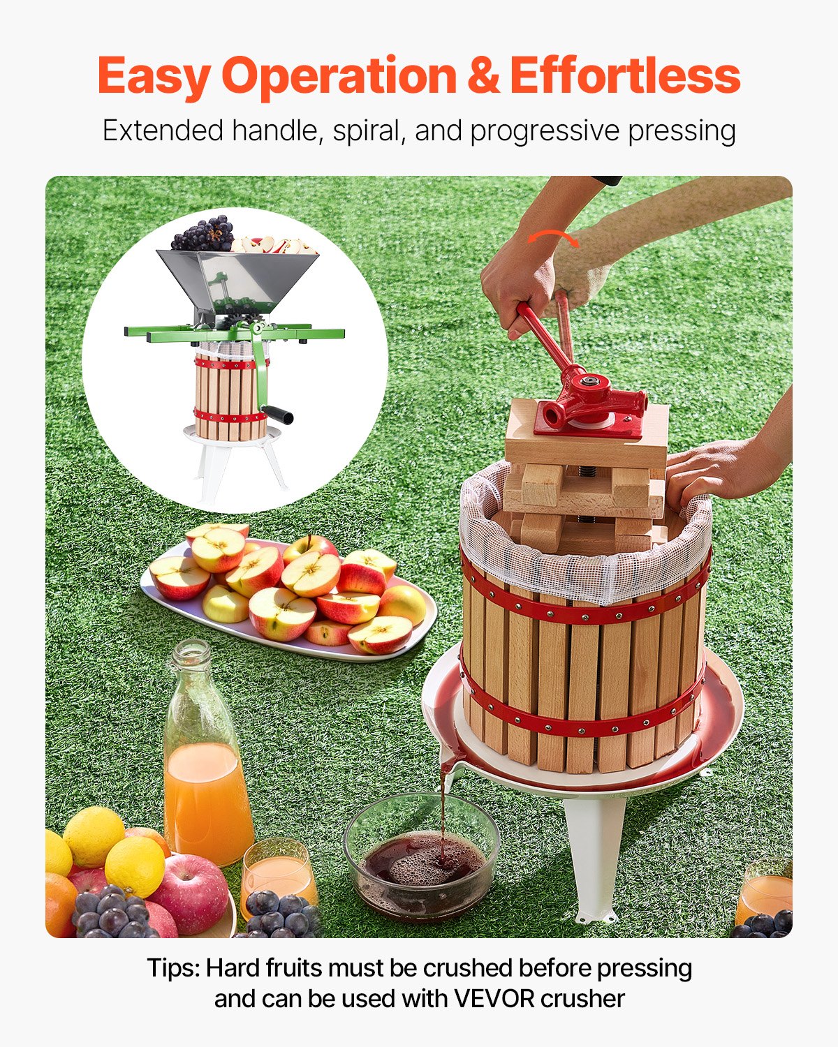 Kitchen & Bathroom DIY: VEVOR Fruit Wine Press Manual Press for Wine Making 3.2 Gal/12L Wood Basket