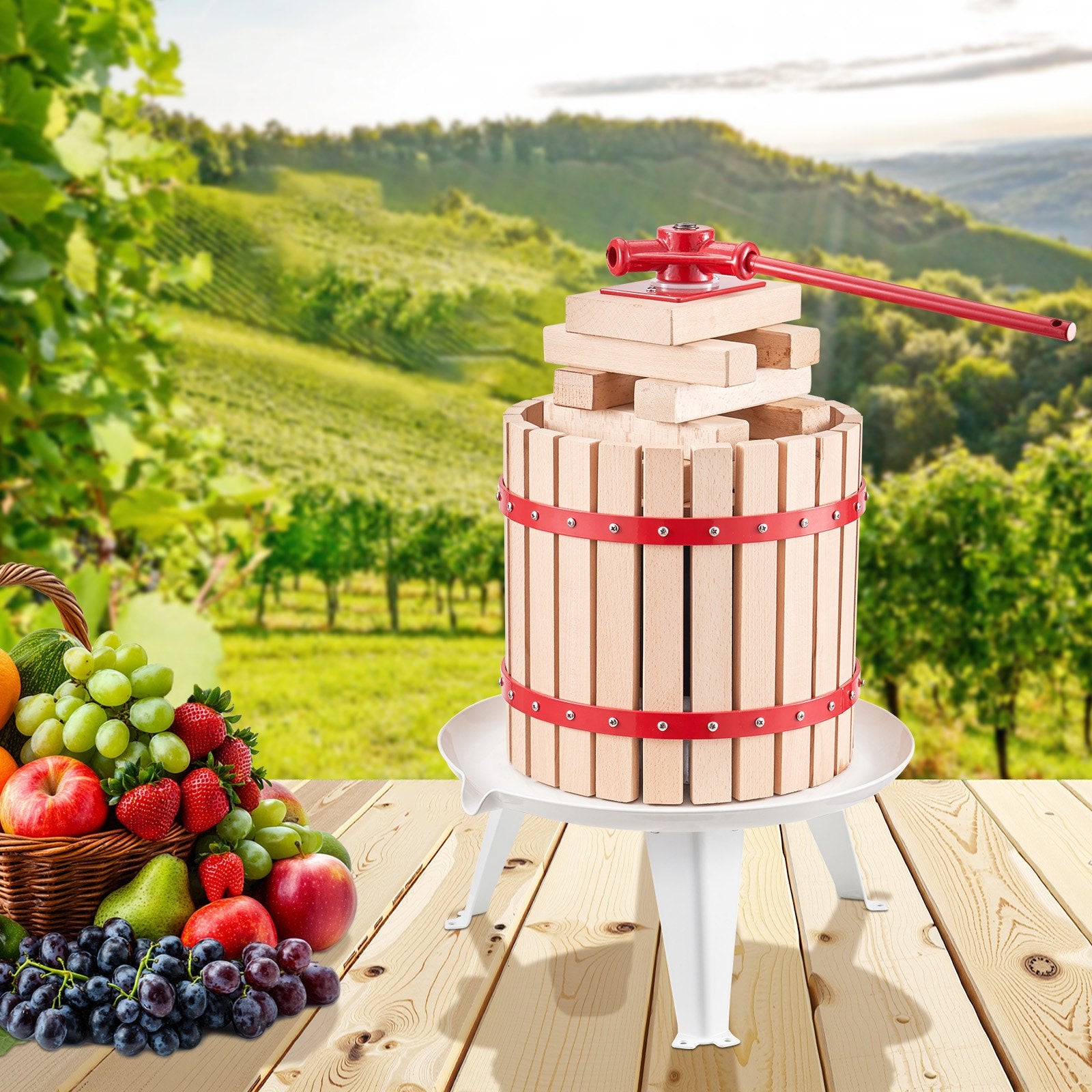 Kitchen & Bathroom DIY: VEVOR Fruit Wine Press Manual Press for Wine Making 3.2 Gal/12L Wood Basket