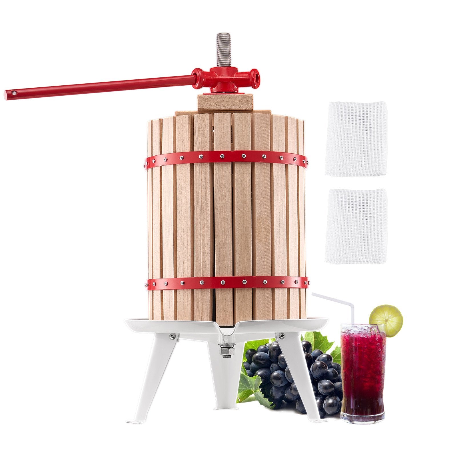 Kitchen & Bathroom DIY: VEVOR Fruit Wine Press Manual Press for Wine Making 4.75 Gal/18L Wood Basket