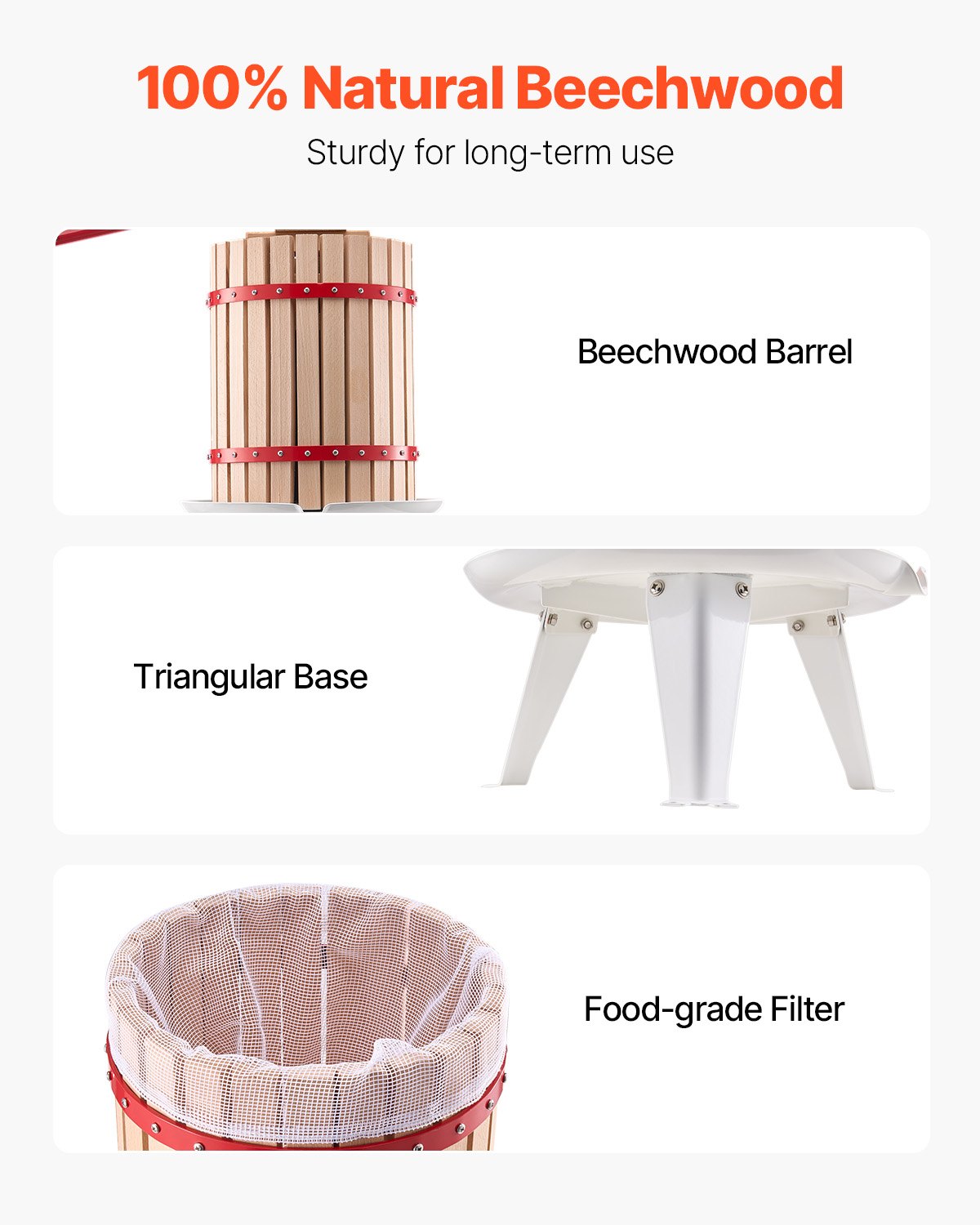 Kitchen & Bathroom DIY: VEVOR Fruit Wine Press Manual Press for Wine Making 4.75 Gal/18L Wood Basket