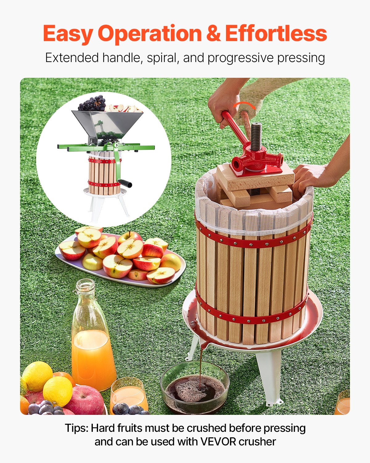 Kitchen & Bathroom DIY: VEVOR Fruit Wine Press Manual Press for Wine Making 4.75 Gal/18L Wood Basket