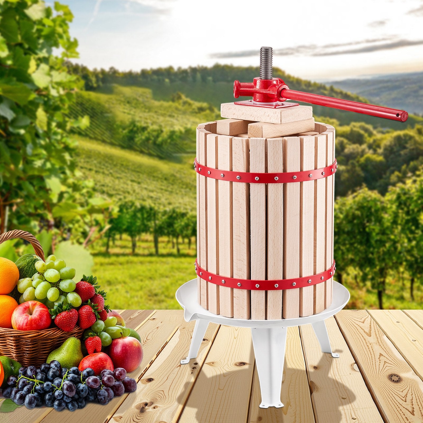 Kitchen & Bathroom DIY: VEVOR Fruit Wine Press Manual Press for Wine Making 4.75 Gal/18L Wood Basket