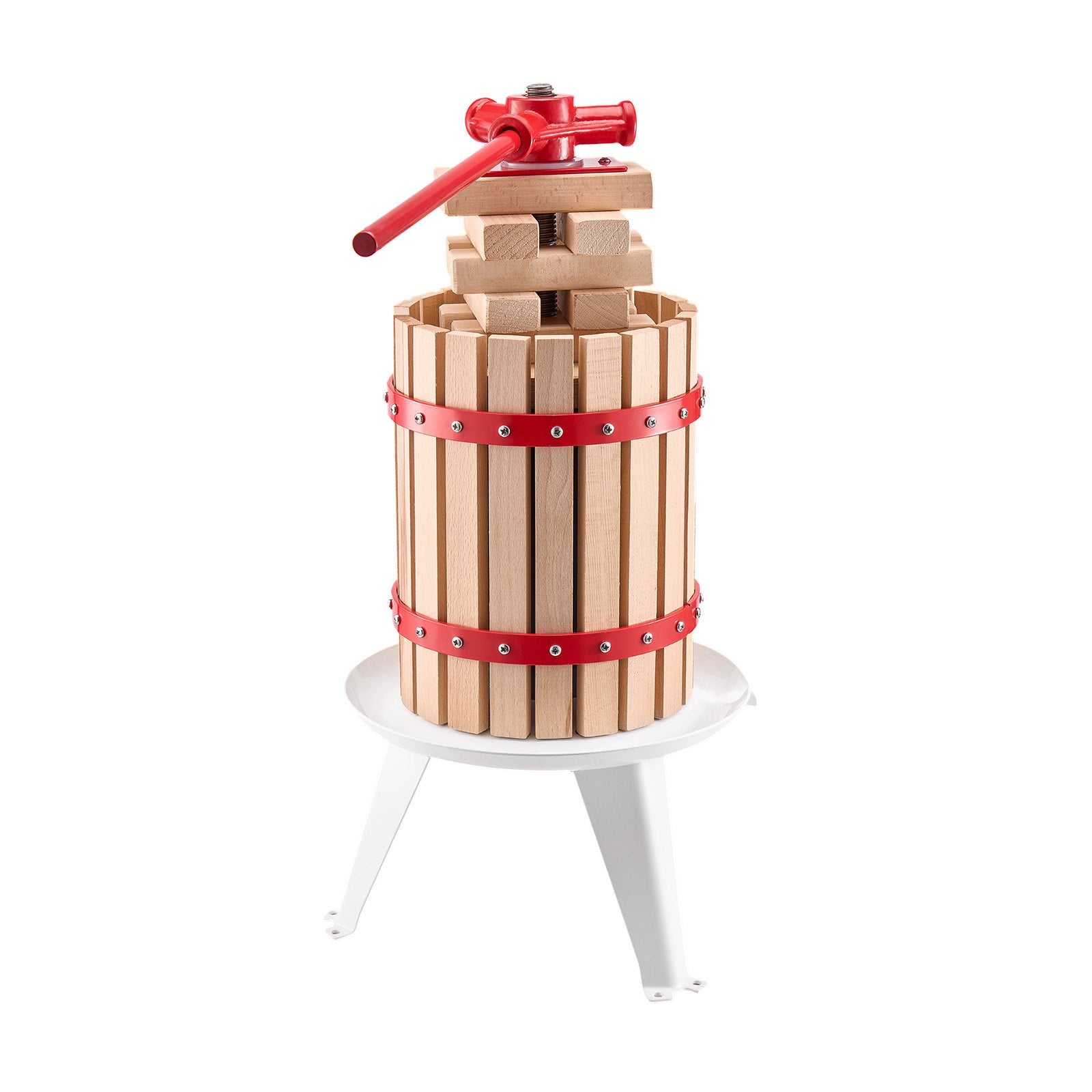 Food Storage: VEVOR 1.6 Gal/6L Fruit Wine Press, Solid Wood Basket with 8 Blocks, Heavy Duty Manual Juice Maker, Cider Apple Grape Tincture Honey Olive Oil Making Press with Handle for Kitchen, Home