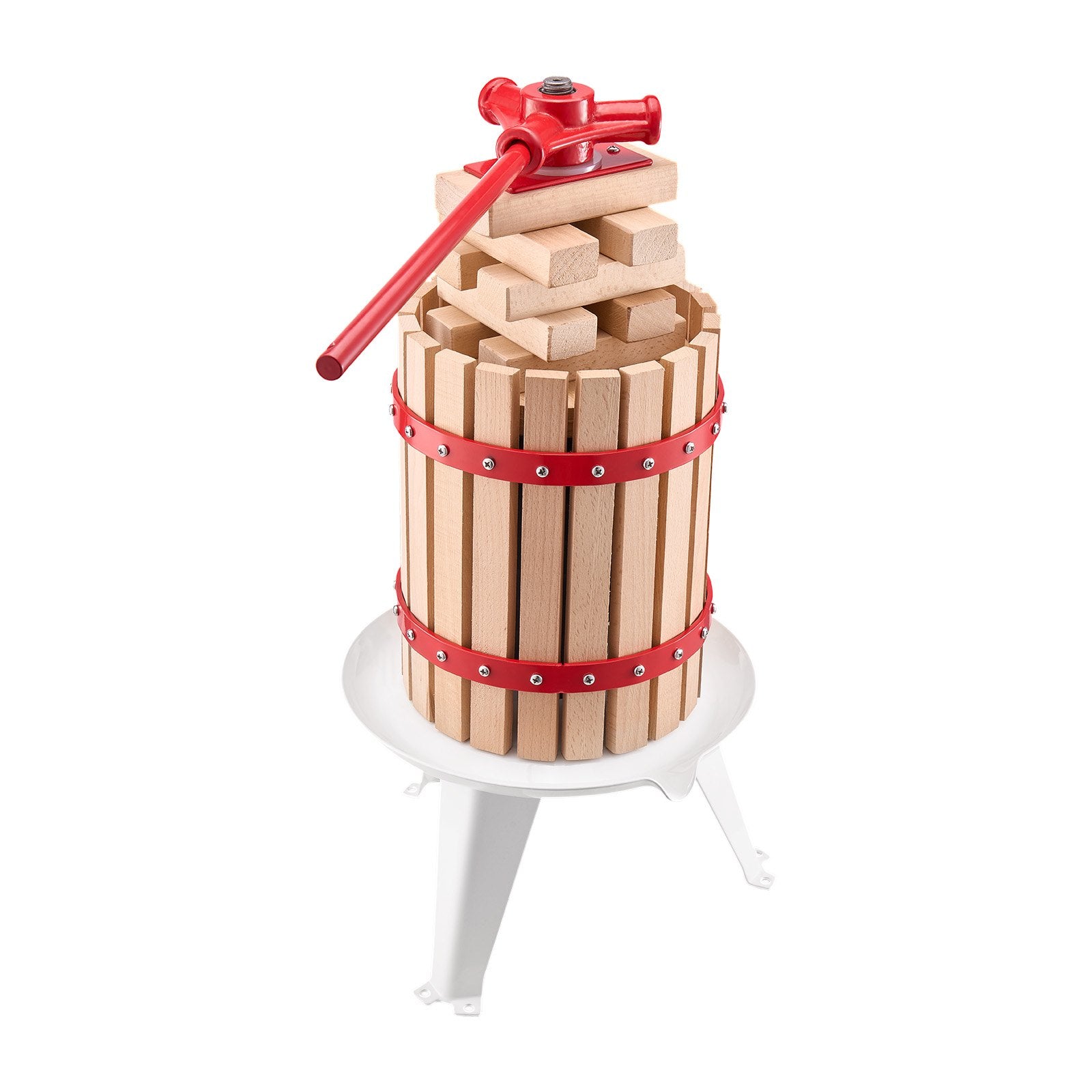 Food Storage: VEVOR 1.6 Gal/6L Fruit Wine Press, Solid Wood Basket with 8 Blocks, Heavy Duty Manual Juice Maker, Cider Apple Grape Tincture Honey Olive Oil Making Press with Handle for Kitchen, Home