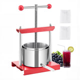 Gardening Tools: VEVOR 0.8 Gal/3L Fruit Wine Press, 2 Stainless Steel Barrels, Manual Juice Maker, Cider Apple Grape Tincture Honey Olive Oil Making Press with T-Handle for Outdoor Kitchen Home