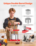 Gardening Tools: VEVOR 0.8 Gal/3L Fruit Wine Press, 2 Stainless Steel Barrels, Manual Juice Maker, Cider Apple Grape Tincture Honey Olive Oil Making Press with T-Handle for Outdoor Kitchen Home