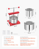 Gardening Tools: VEVOR 0.8 Gal/3L Fruit Wine Press, 2 Stainless Steel Barrels, Manual Juice Maker, Cider Apple Grape Tincture Honey Olive Oil Making Press with T-Handle for Outdoor Kitchen Home