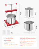 Speciality Appliances: VEVOR Fruit Wine Press Manual Press for Wine Making 1.6 Gal/6L Stainless Steel