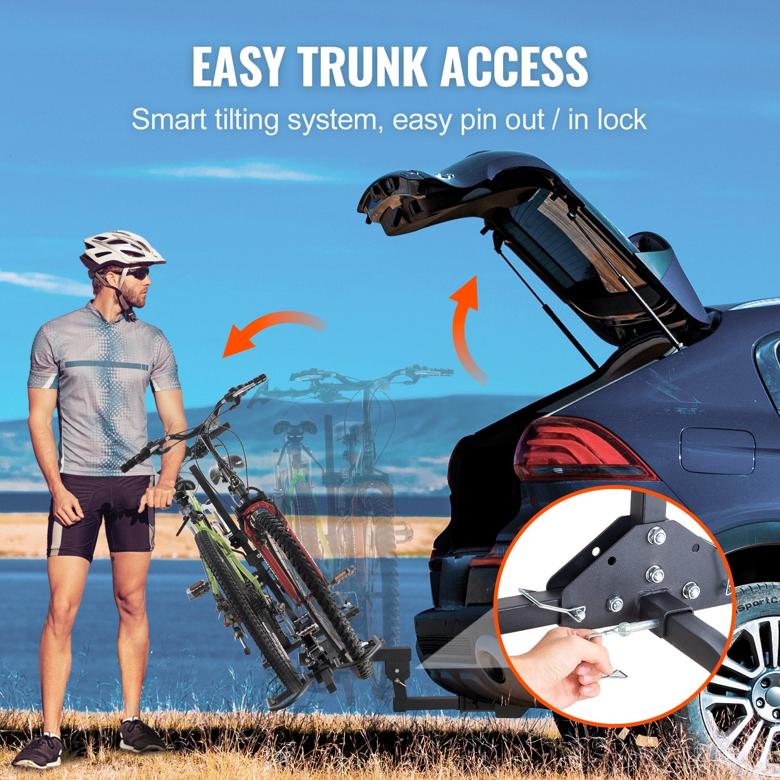 Bicycle Stands & Storage: VEVOR 2-Bike Rack Hitch Mount 160lbs Folding Carrier Car Truck SUV 2